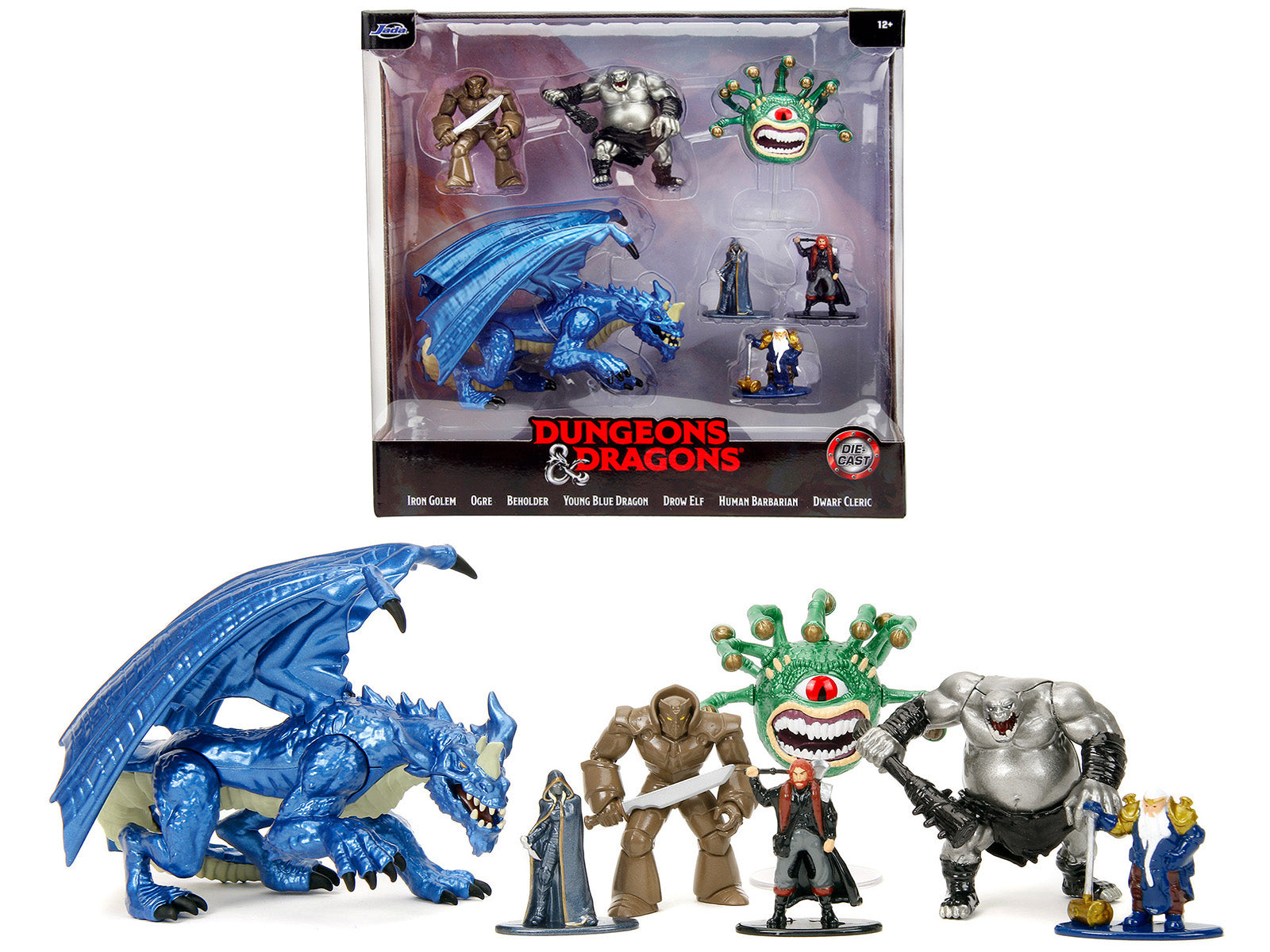 Dungeons and Dragons 7-Piece Diecast Figure Set by Jada - Perfect for Tabletop RPG Gaming, Collecting, and D&D Campaigns