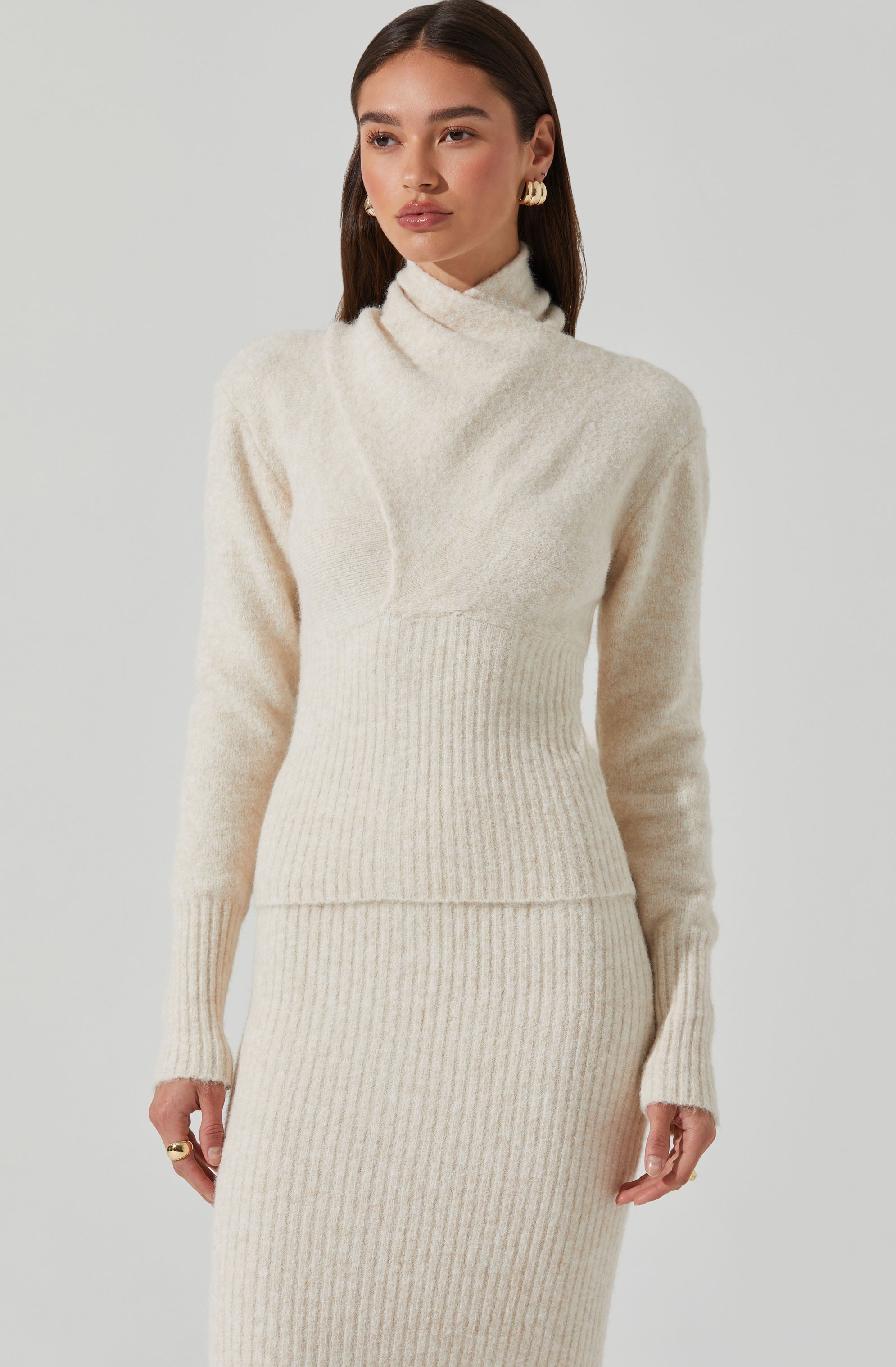 Neve High Neck Crossover Sweater for Women - Soft Knit Turtleneck Pullover - Winter Warm Casual Wear for Office, Date Night & Holiday Outfits