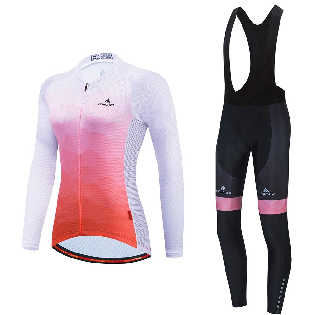 Uriah Women's Cycling Jersey & Bib Pants Set - Long Sleeve Reflective Black - Perfect for Road Biking, Training & Outdoor Sports