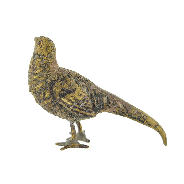 Victorian Vienna Bronze Pheasant Bird Miniature Sculpture - Handcrafted Antique Home Decor for Living Room, Office & Gift Giving