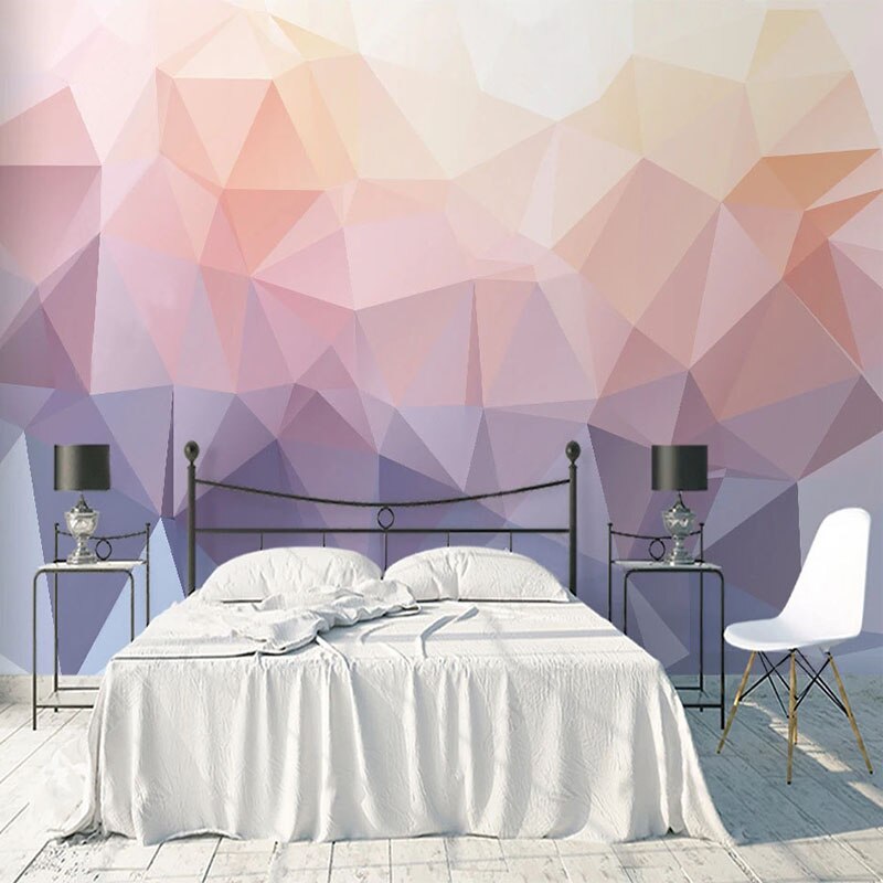 Geometric Pink and Purple Wallpaper - Modern Peel and Stick Wall Decor for Bedroom, Living Room & Nursery - Self-Adhesive Removable Wallpaper for Home Decoration