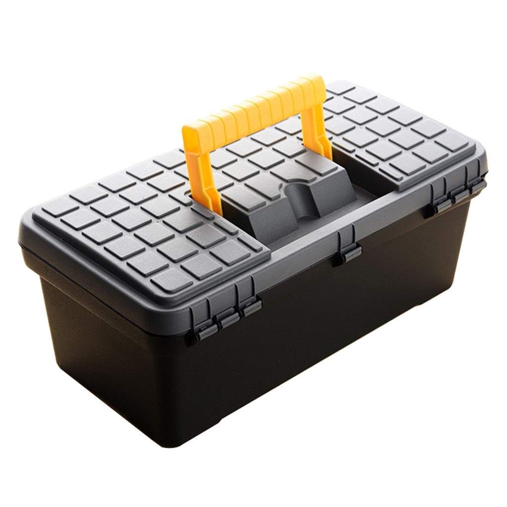 Yaoyaoshop Multi-Function Plastic Tool Box with Handle - Waterproof Double Storage Container for Tools & Parts (Size S) - Ideal for Home Garage, Workshop & Outdoor DIY Projects