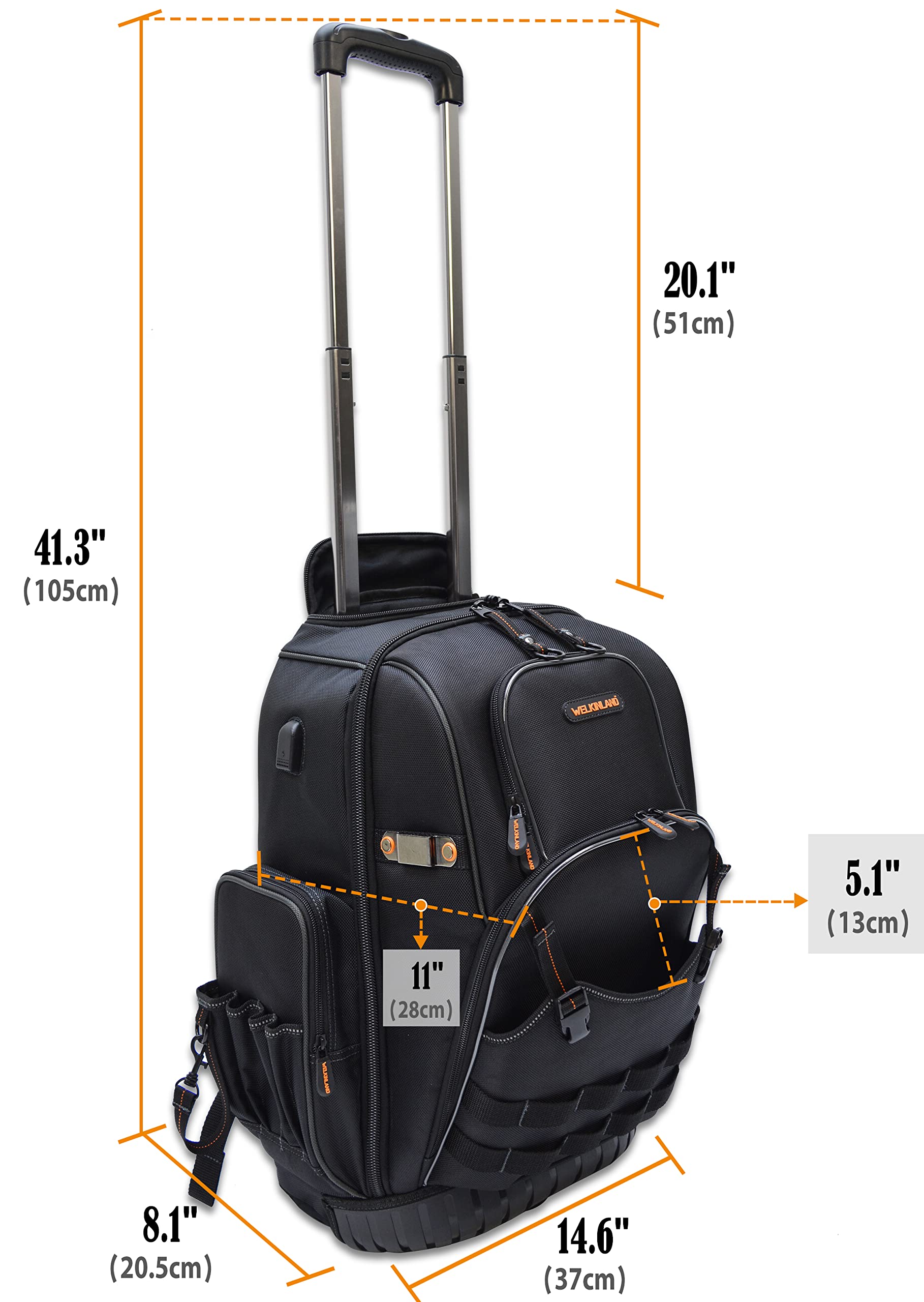 72-Pocket Rolling Tool Backpack - Large Wheeled Tool Bag for Electricians & Contractors | Heavy-Duty Mobile Work Storage for Job Sites & Home Repairs