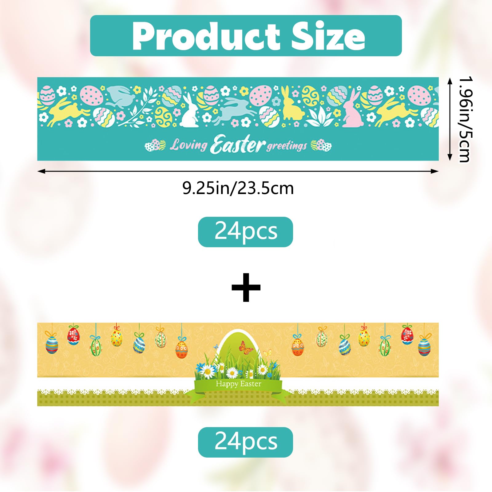 48pcs Easter Water Bottle Labels - Yellow & Green Bunny & Egg Stickers for Easter Party Decorations, Baby Shower, Classroom Activities & Spring Celebrations