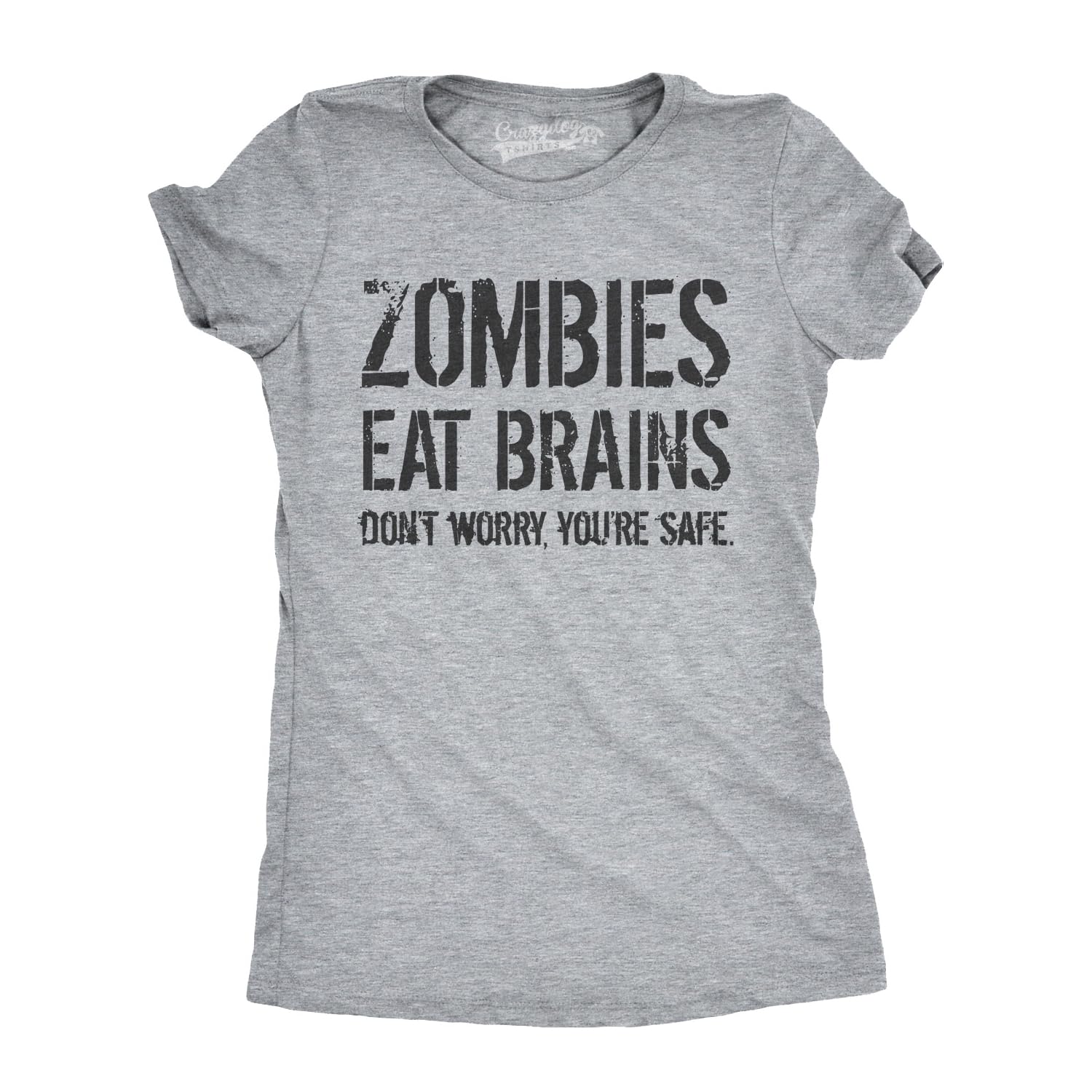 Funny Women's Zombie T-Shirt - 'Zombies Eat Brains So You're Safe' Halloween Humor Tee - Perfect for Halloween Parties, Cosplay & Horror Fans