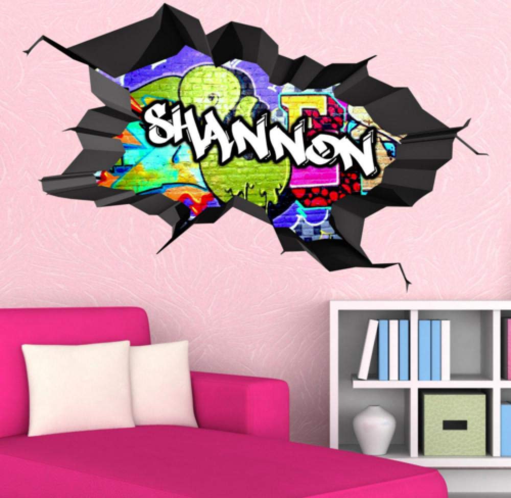 3D Graffiti Peel and Stick Vinyl Wall Stickers - Custom Personalized Room Decoration for Kids (50CM x 70CM) - Multi-Color DIY Home Decor for Bedroom, Nursery & Playroom