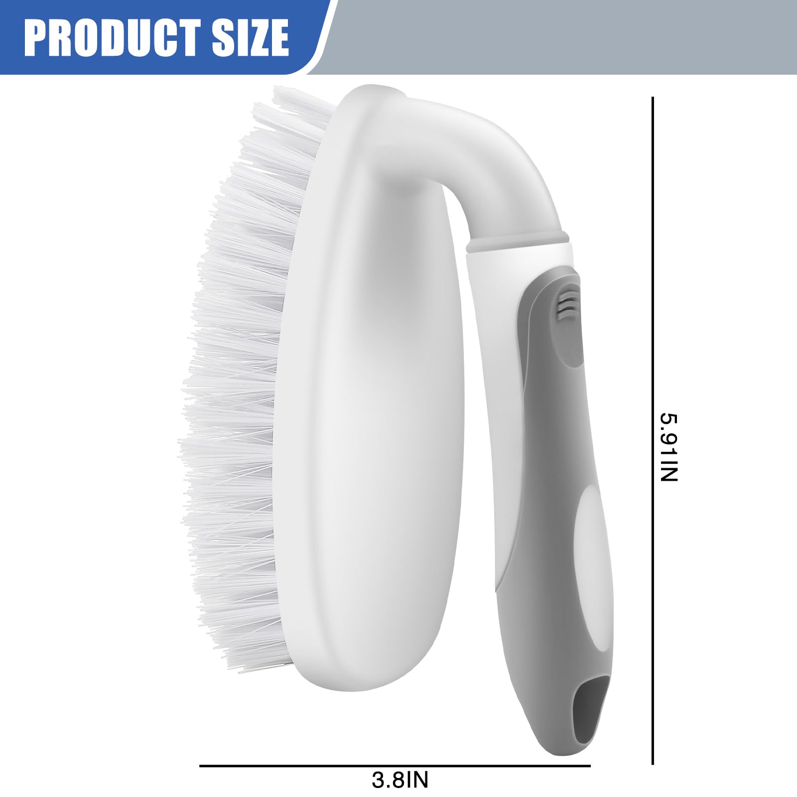 Heavy Duty Scrub Brush with Handle - Stiff Bristle Cleaning Brush for Bathtub, Shower, Kitchen Sink, Bathroom & Floor - Perfect for Deep Cleaning Grout, Tile & Tough Stains (2-Pack)