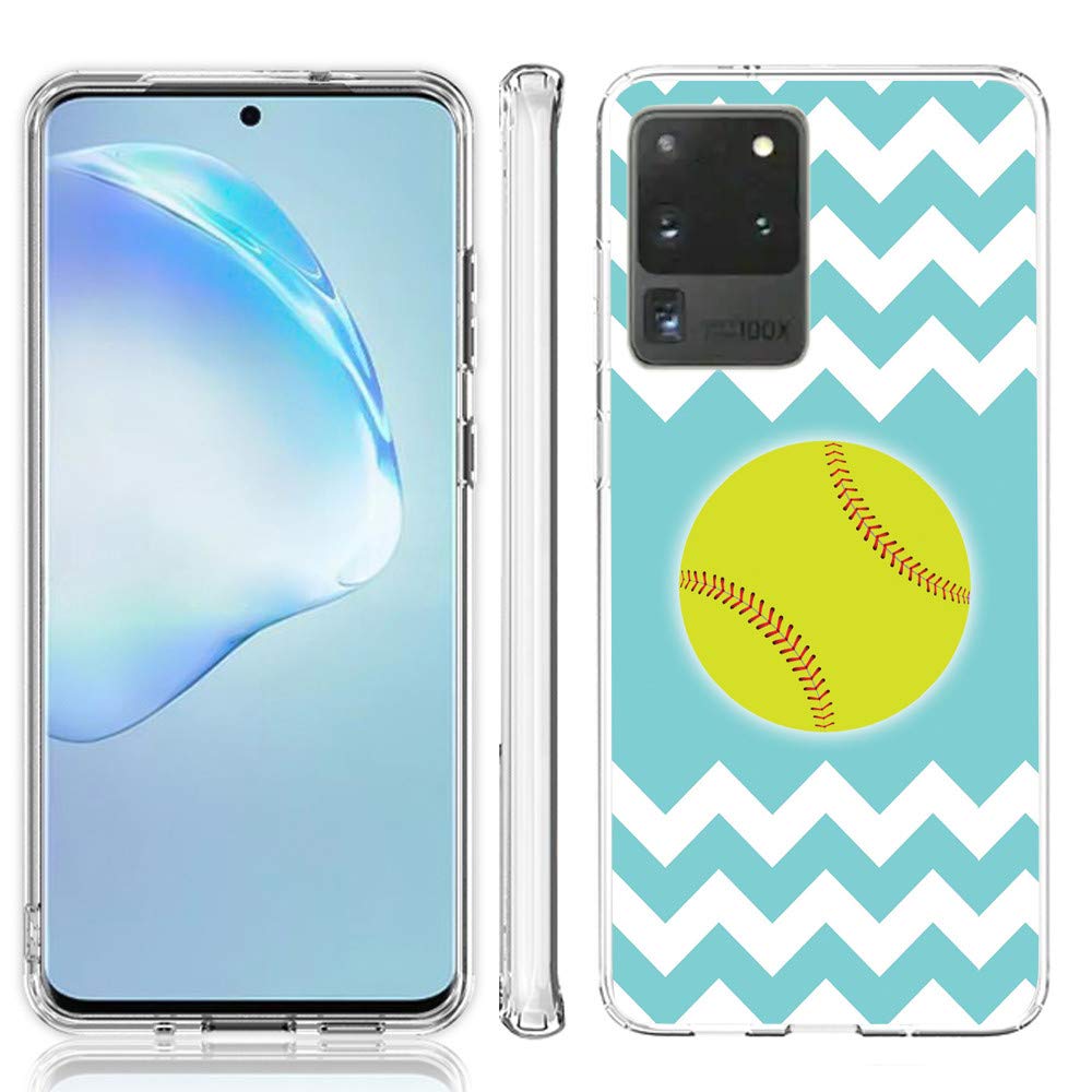 Samsung Galaxy S20 Ultra Case - Slim-Fit TPU Protective Cover | Shockproof & Scratch-Resistant Phone Case by One Tough Shield (Chevron/Teal/Softball Design) - Perfect for Daily Use, Travel & Outdoor Activities