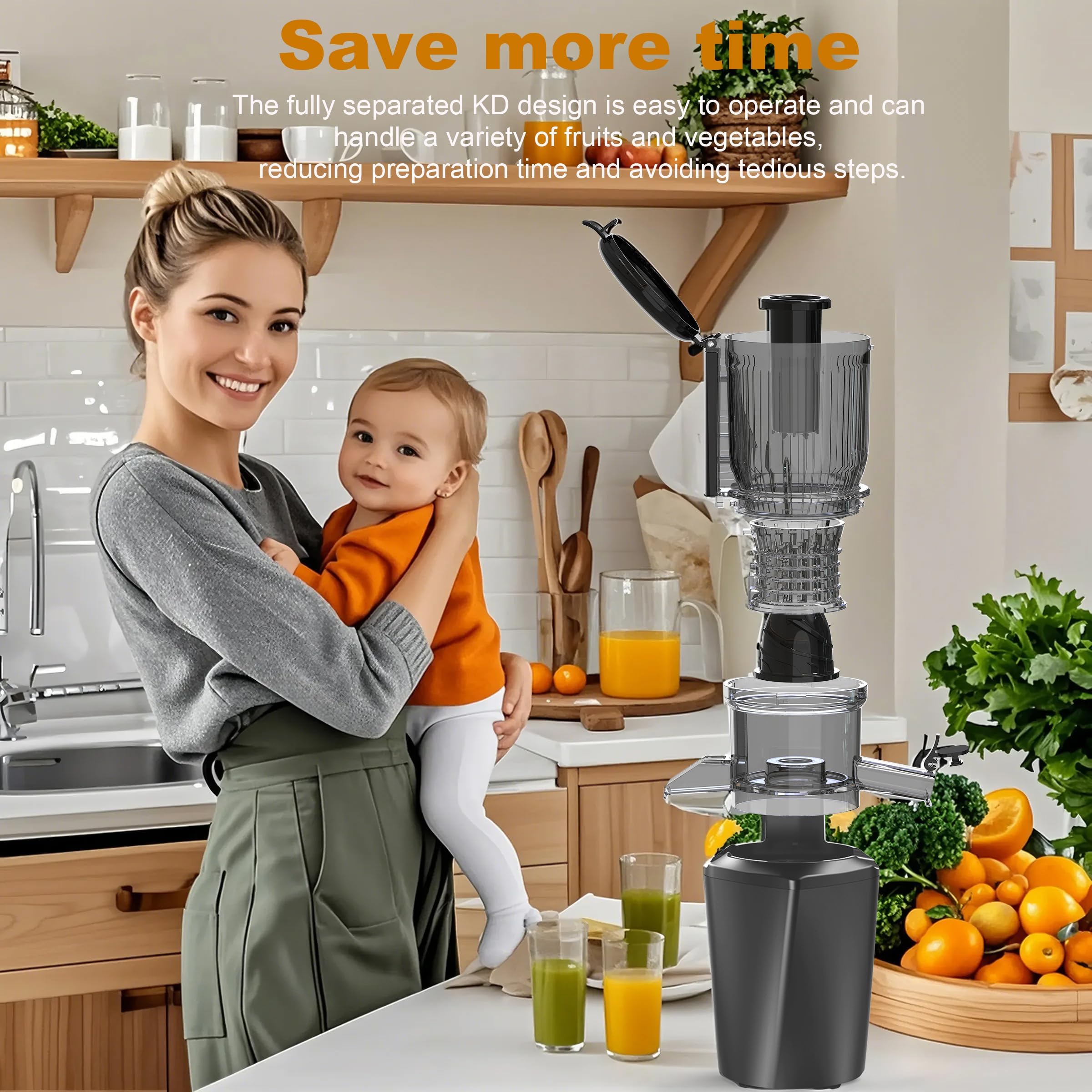 Fyenkfar ENTSAFTER Slow Juicer - Best for Fruits & Vegetables, High in Vitamins & Enzymes, Pure & Healthy Nutrition - Perfect for Daily Wellness & Family Gatherings (Silver Gray)