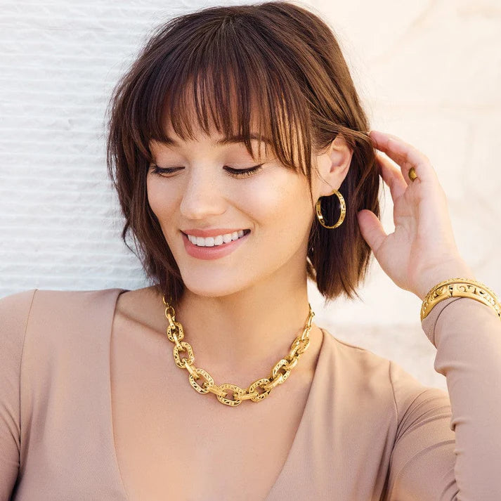 Brighton Contempo Linx Necklace for Women - Elegant Gold Plated Chain Necklace with CZ Stones - Perfect for Parties, Weddings & Everyday Wear