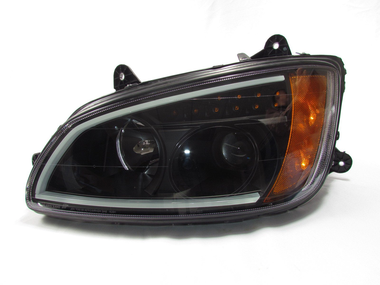 Kenworth T660 Black LED Projector Headlights with LED Bar Set - Left & Right Side for Enhanced Night Driving & Off-Road Visibility