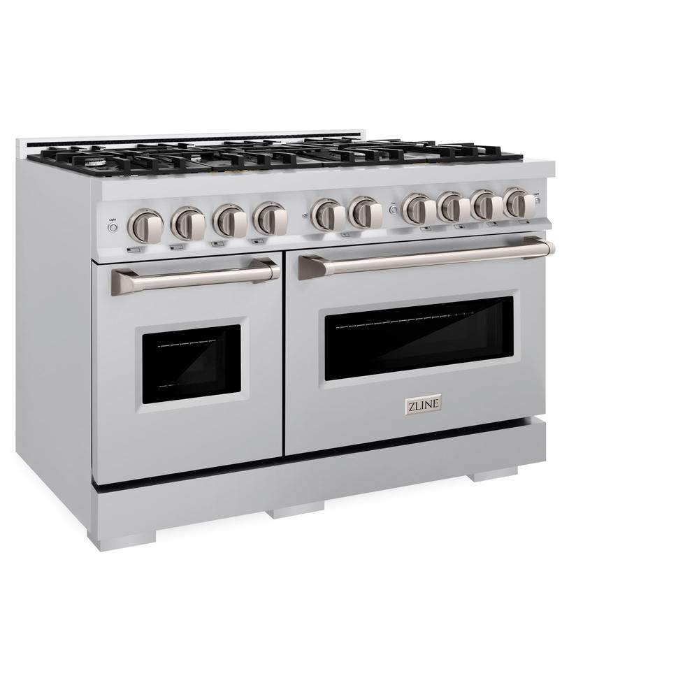 ZLINE 48 Inch 6.7 Cu Ft Stainless Steel Dual Fuel Range - 8 Burner Gas Cooktop & Classic Double Oven (CDR48) | Perfect for Large Kitchens, Holiday Cooking & Professional Chefs