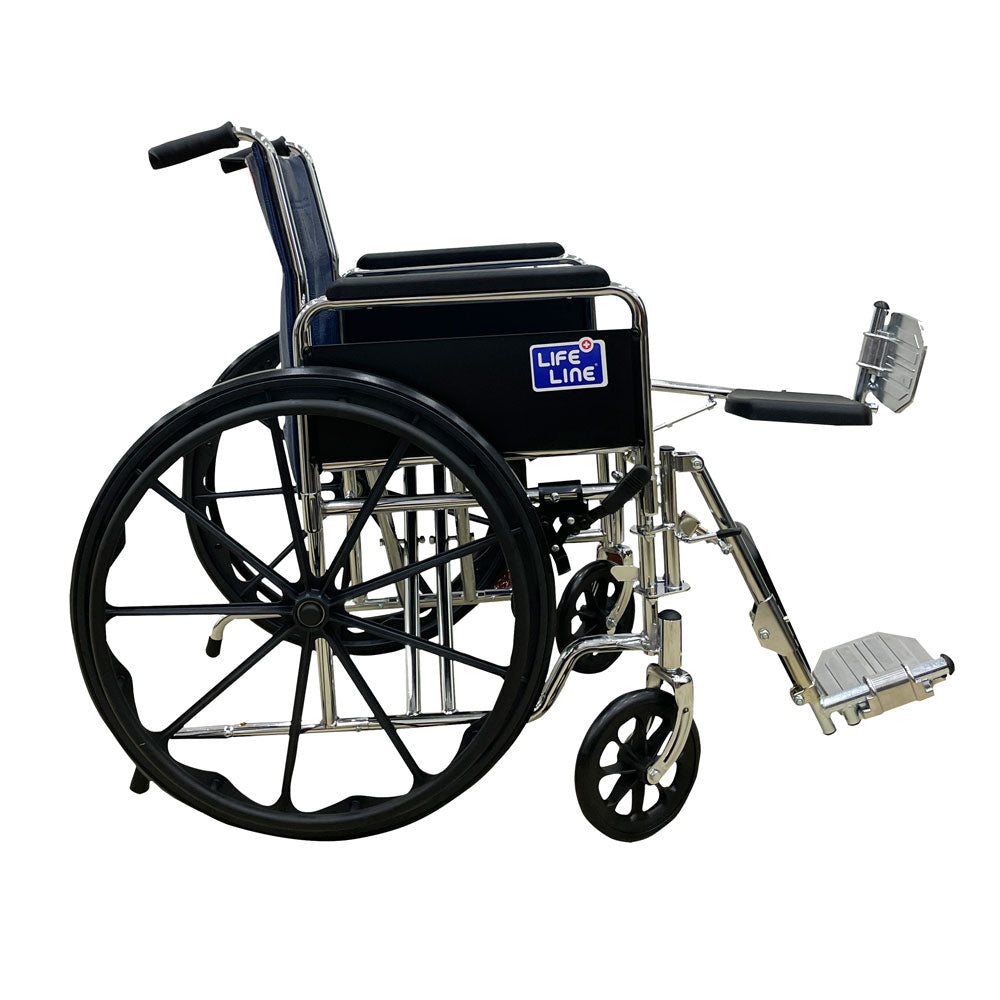 Lightweight Chrome Elevating Wheelchair with Safety Belt - Adjustable Height for Comfort & Mobility - Ideal for Home, Travel, and Elderly Care