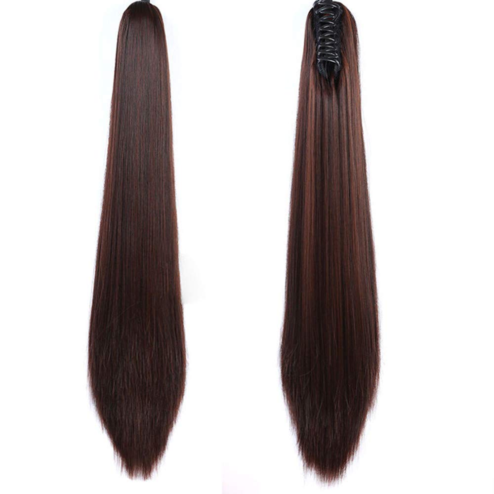 Remeehi 100% Real Human Hair Ponytail Extensions - 26 Inch Straight Claw Clip Hairpiece (145g, 22# Medium Blonde) for Everyday Wear, Parties & Special Occasions