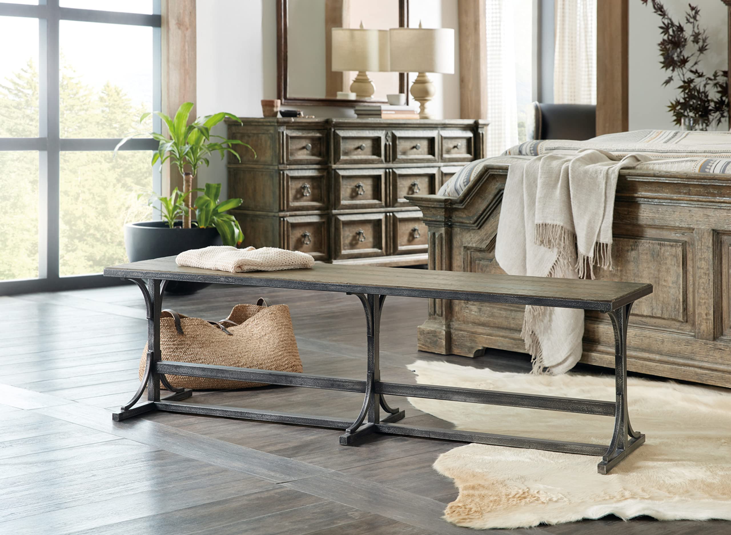 Hooker Furniture La Grange Von Rosenberg Upholstered Bed Bench - Stylish Bedroom Seat with Storage | Perfect for Bedroom Décor, Sitting Area & Foot of Bed Organizer