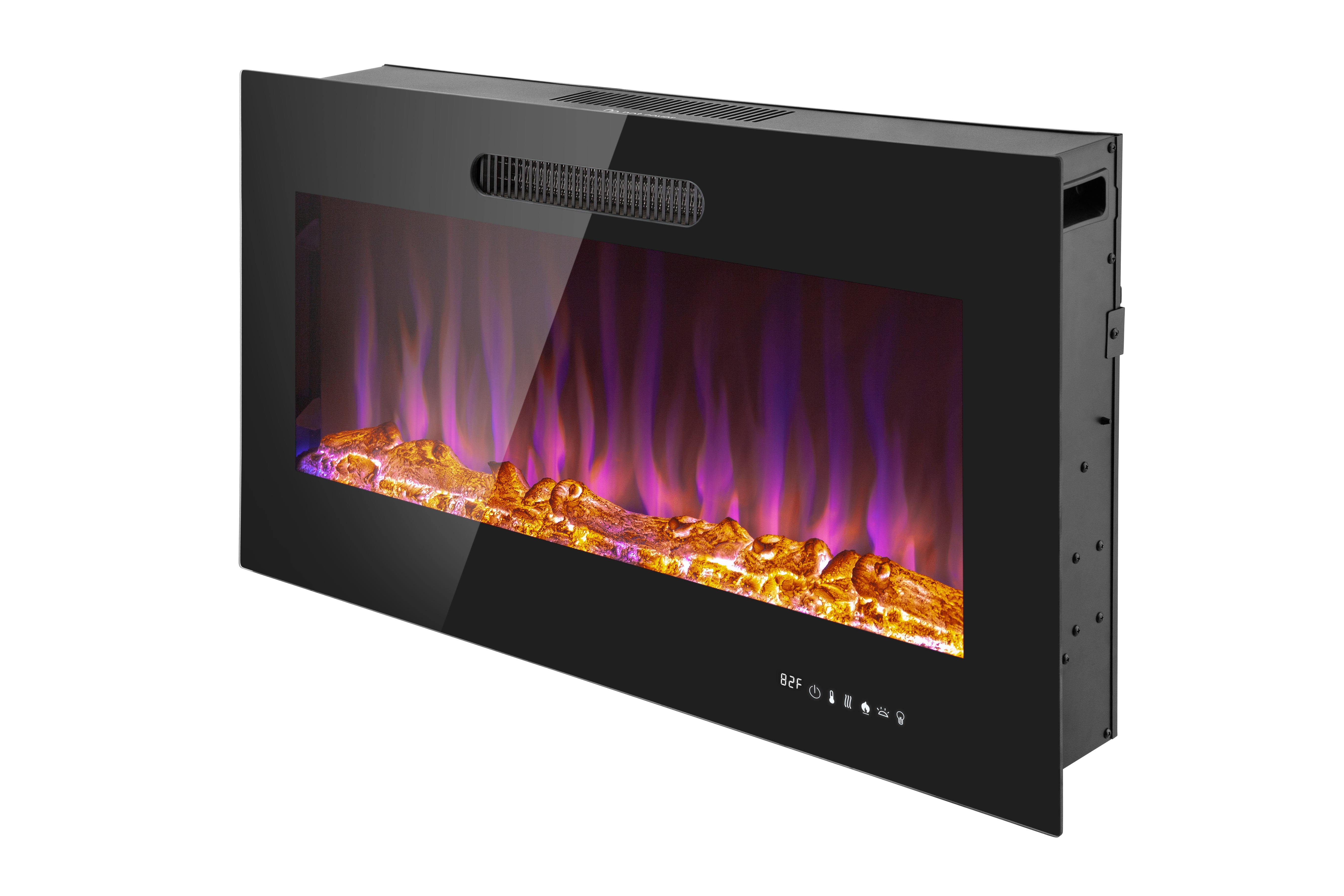 36 Inch LED Slim Electric Fireplace Insert - Wall Mounted Fireplace with 1500W Heater, Adjustable Realistic Flame, Remote Control (Log & Crystal Ember Options) - Perfect for Living Room, Bedroom & Office Heating & Decor