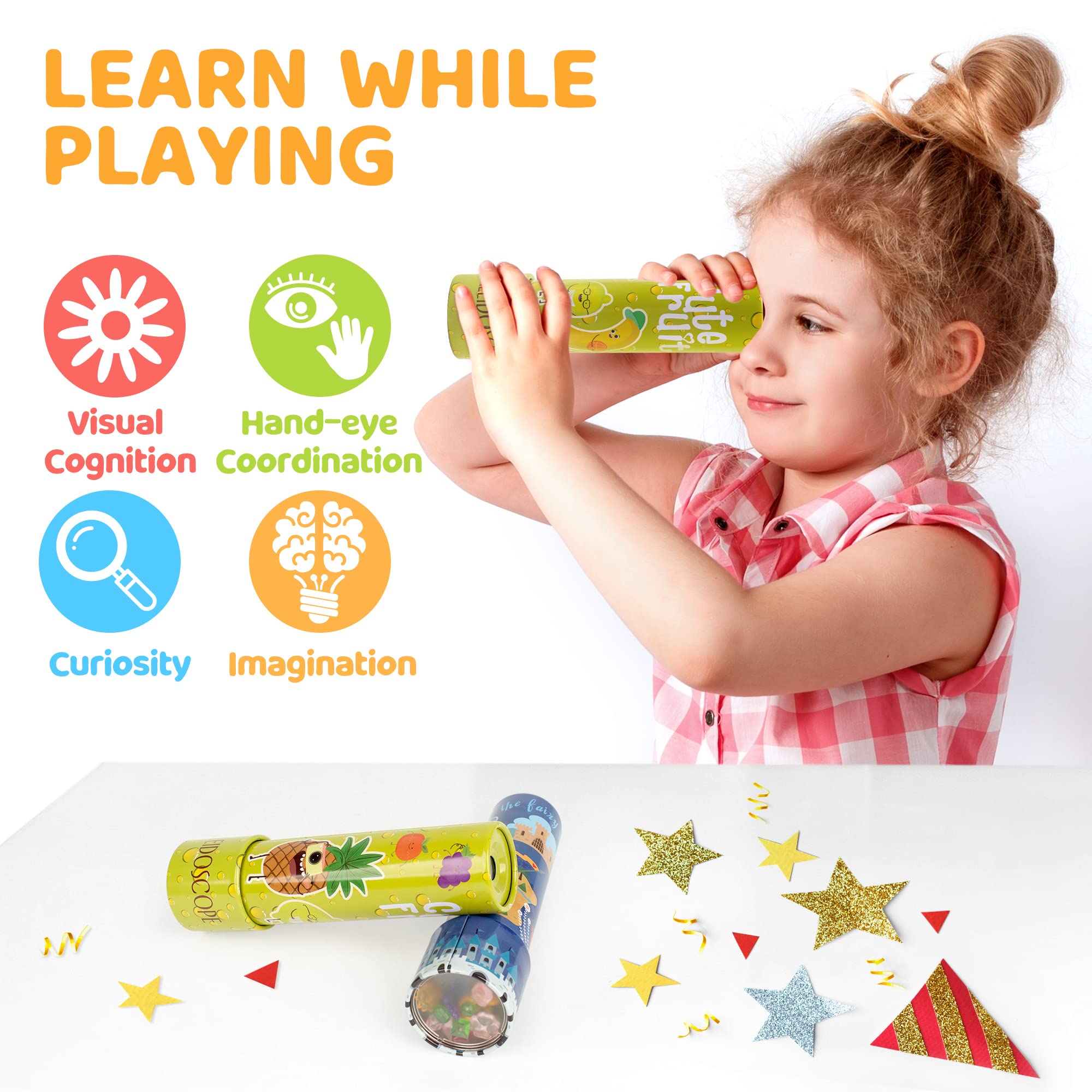 D-FantiX Classic Tin Kaleidoscope 2-Pack - Retro Educational Toys for Kids Birthday & Christmas Gifts