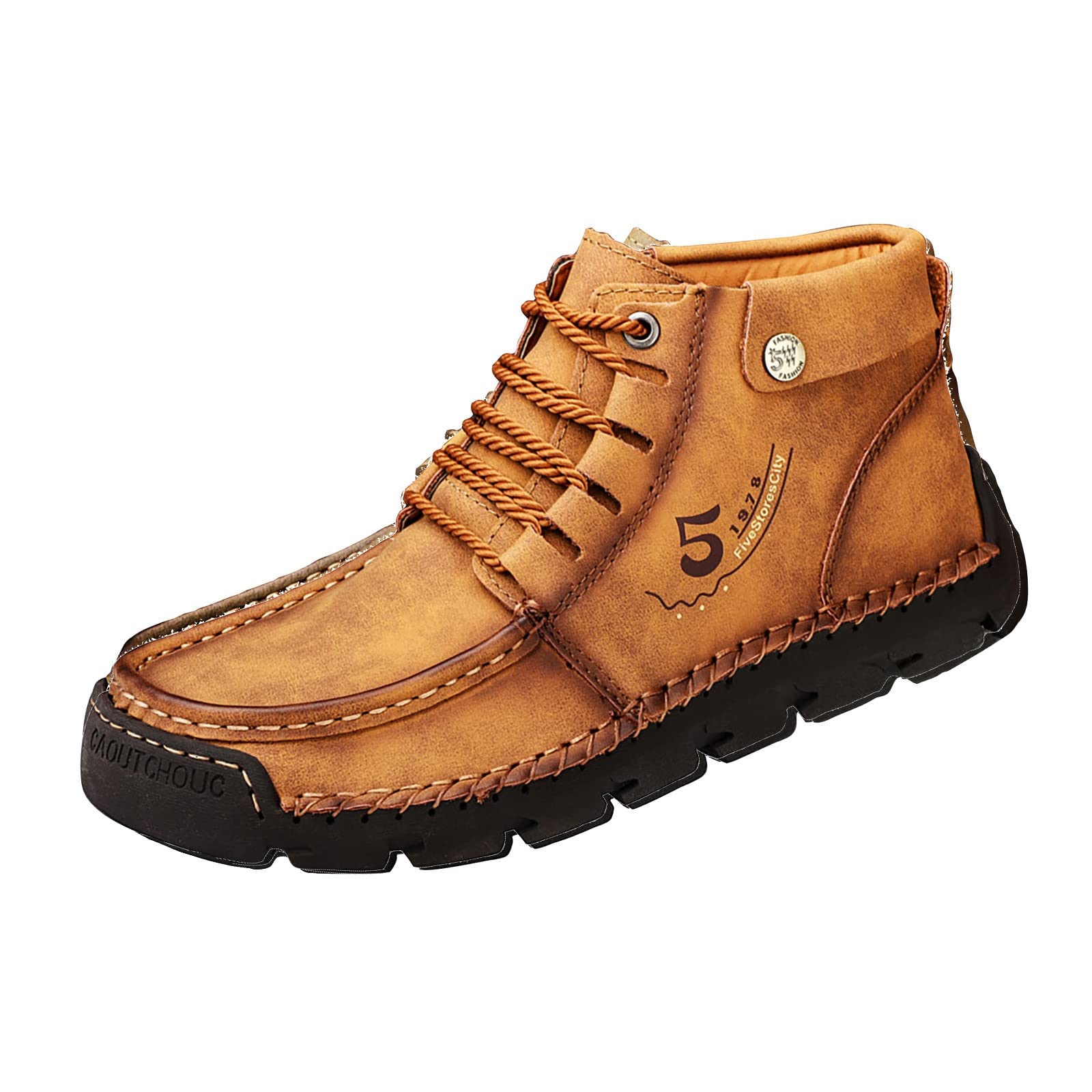 FlekmanArt Men's Waterproof Hiking Boots - Winter Warm Leather Snow Boots with Faux Fur Lining - Non-Slip Mid Outdoor Shoes for Hiking, Camping & Snowy Weather Adventures