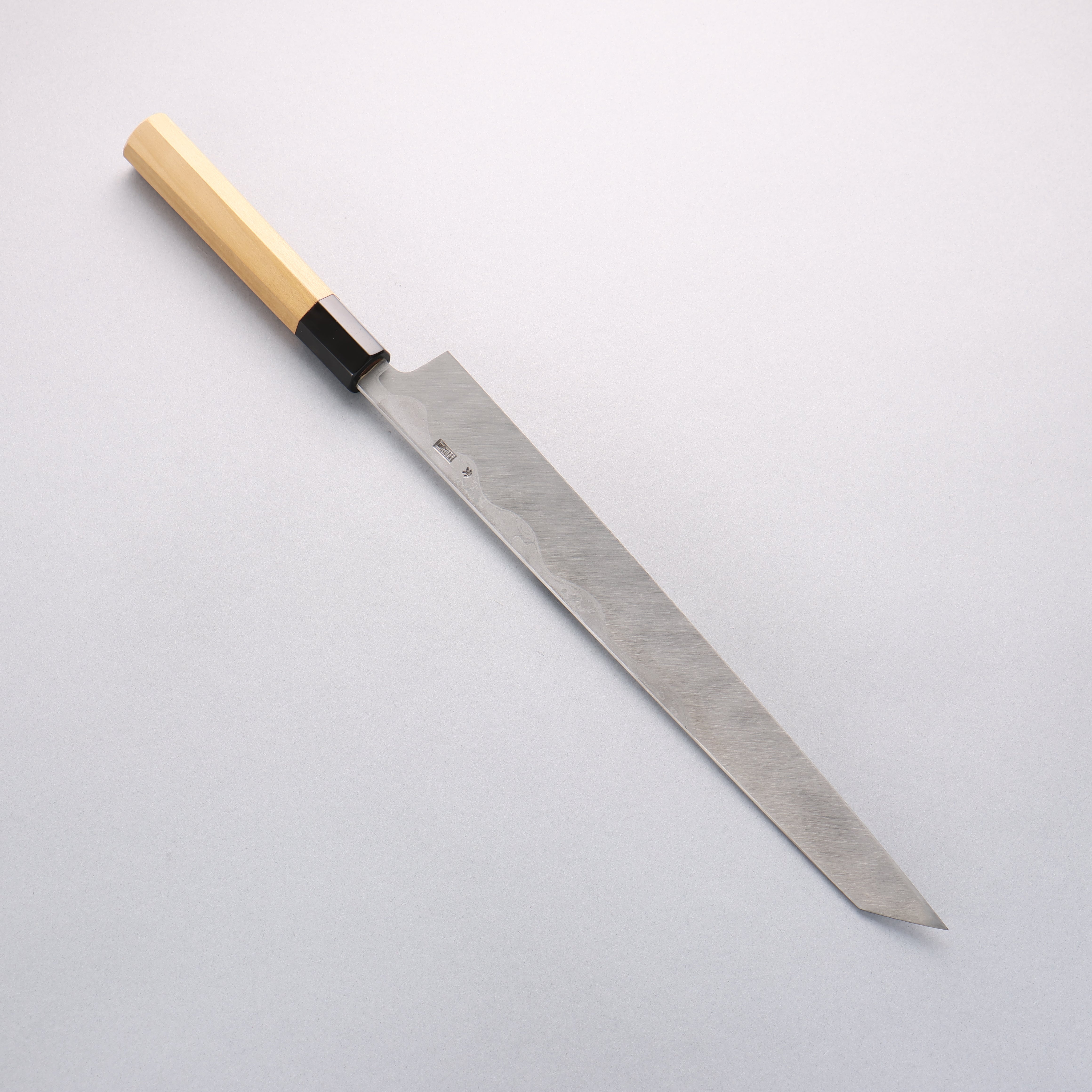 Premium Kikuzuki Blue Steel No.1 Damascus Kiritsuke Yanagiba Knife 300mm - Magnolia Wood Handle - Japanese Sushi & Sashimi Chef Knife for Professional Kitchen & Home Cooking