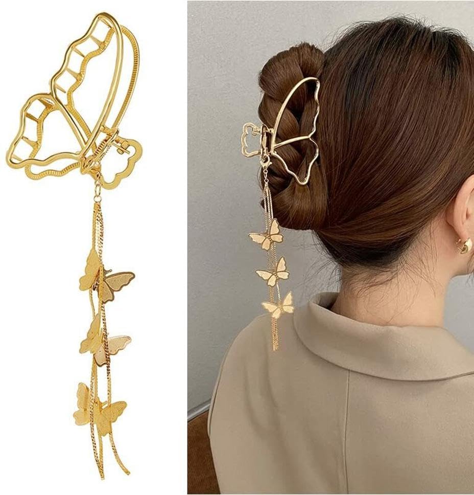 Alamodey Women's Gold Metal Hair Clips - Non-Slip Large Hair Claw Clamps for Thick Hair - Perfect for Parties, Weddings & Everyday Styling