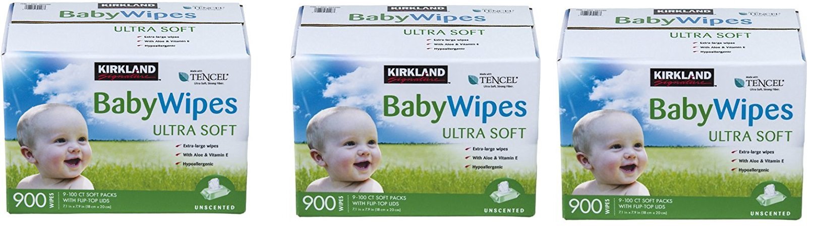 Kirkland Signature Baby Wipes - Hypoallergenic & Fragrance-Free - 3 Pack (2700 Wipes Total) for Diaper Changes, On-the-Go Cleaning & Gentle Skin Care