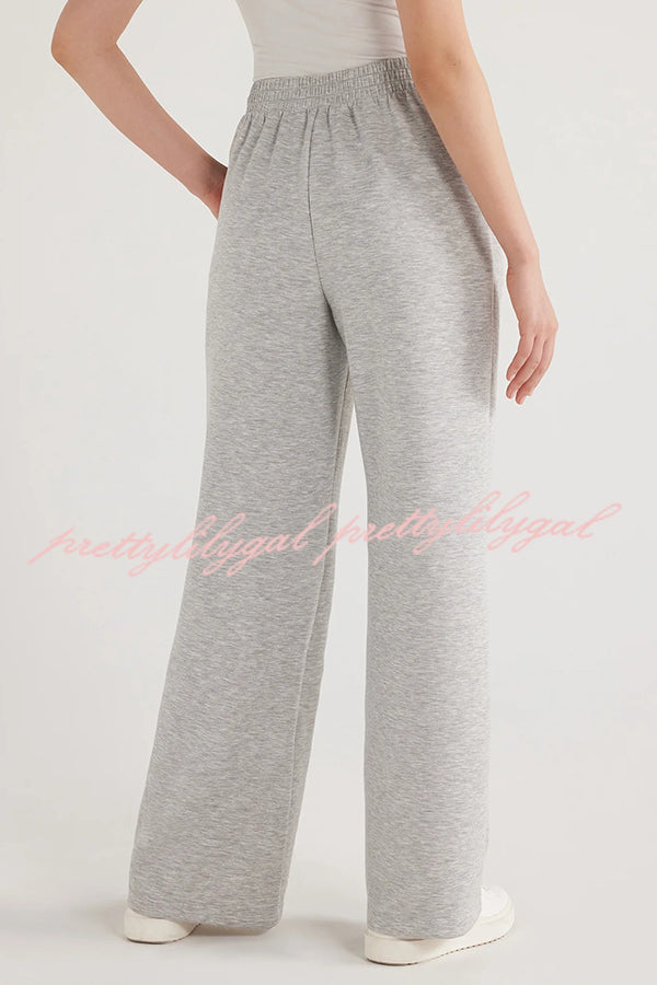 Women's Solid Color V-Neck Top & Elastic Waist Lounge Pants Set with Pockets - Cozy Winter Loungewear for Home, Yoga, and Relaxation