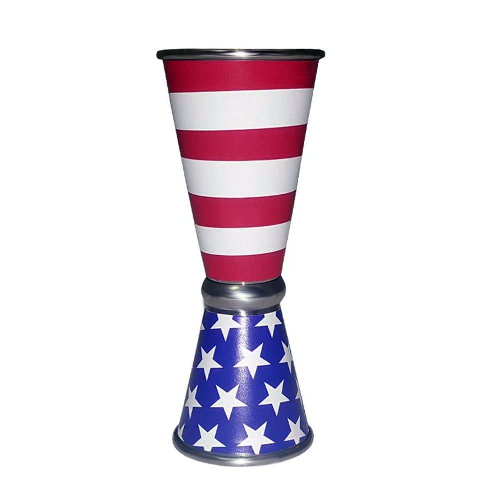 Premium Stainless Steel Jigger - Double-Sided 28ml & 56ml Measuring Cup with USA Flag Design - Perfect for Cocktail Making, Bartending, and Home Bar Accessories
