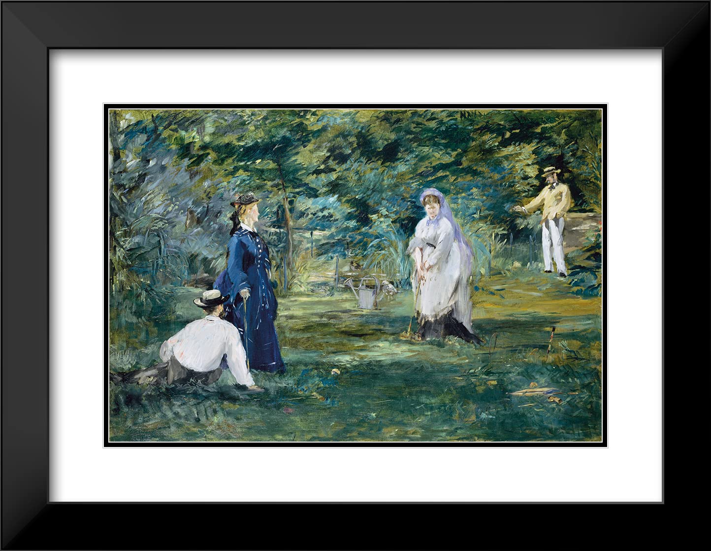 Édouard Manet 'A Game of Croquet' (1873) 24x18 Inch Black Modern Framed Museum Art Print with Double Mat - Perfect for Living Room, Office & Gallery Wall Decor
