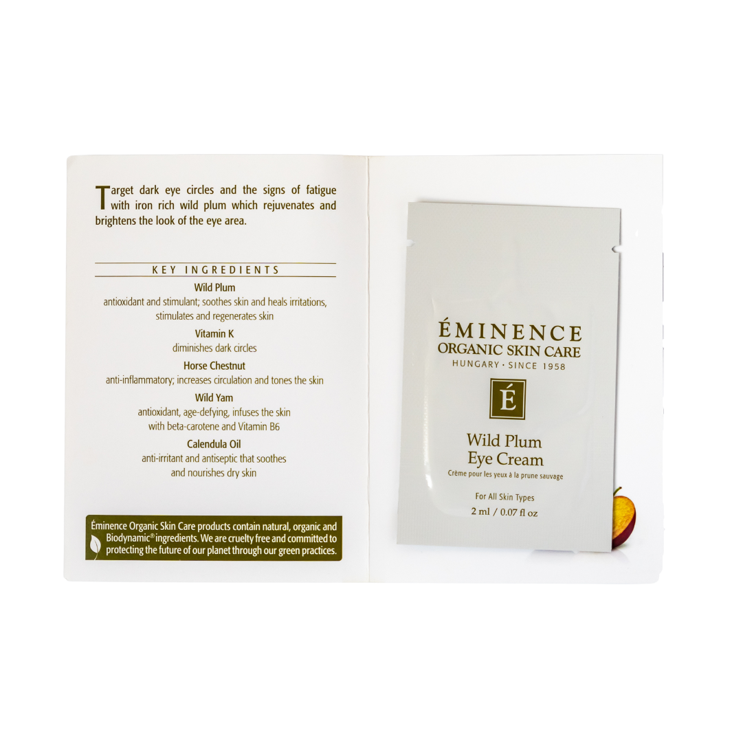Eminence Organics Wild Plum Eye Cream - Anti-Aging & Hydrating Under Eye Treatment for Dark Circles & Puffiness - Perfect for Nighttime Skincare Routine & Travel