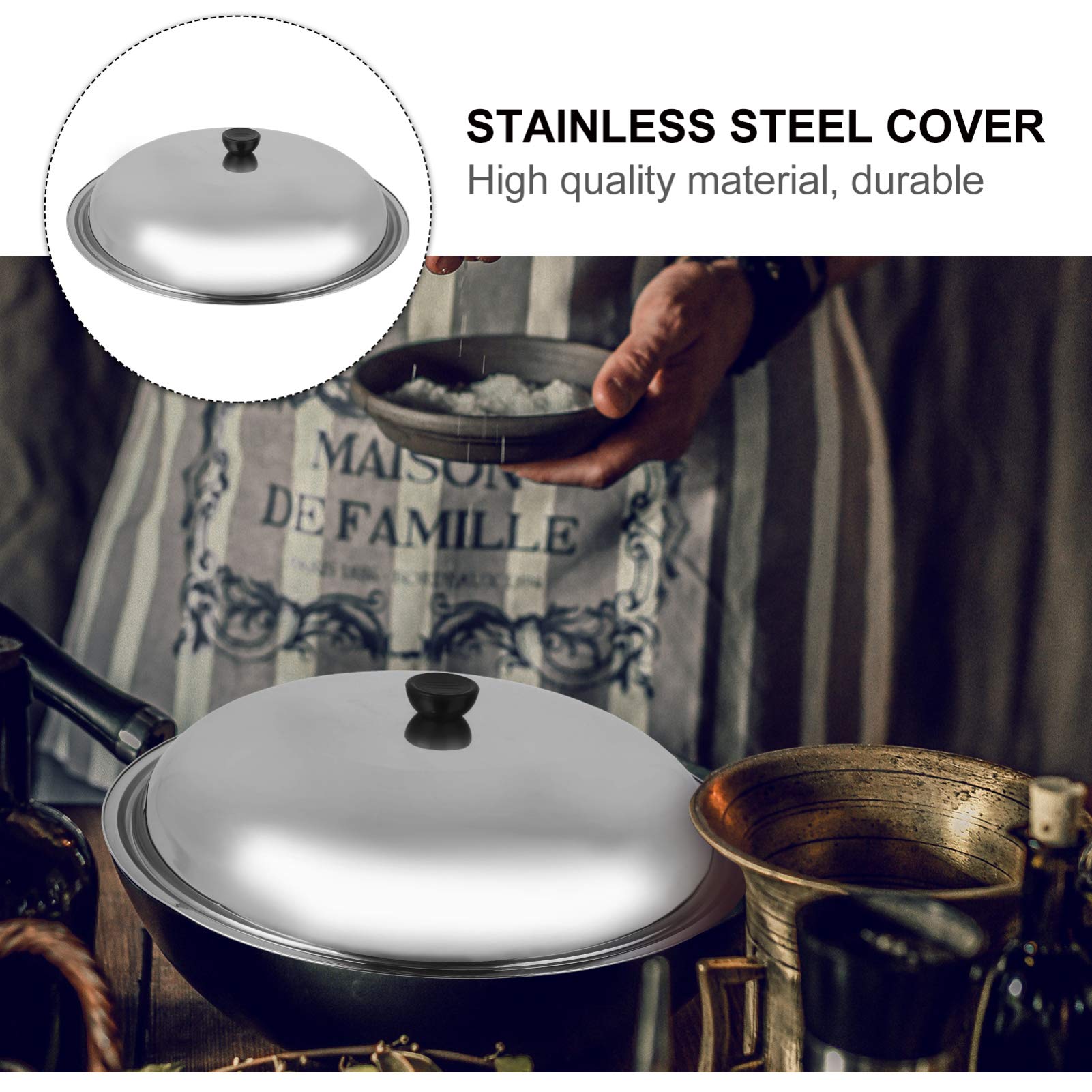 YARNOW 15.7 Inch Universal Glass Steamer Pot Lid with Stainless Steel Rim - Replacement Cover for Pans, Pots & Grill Domes (Random Bead Style) - Perfect for Cooking, Steaming & Pancake Making