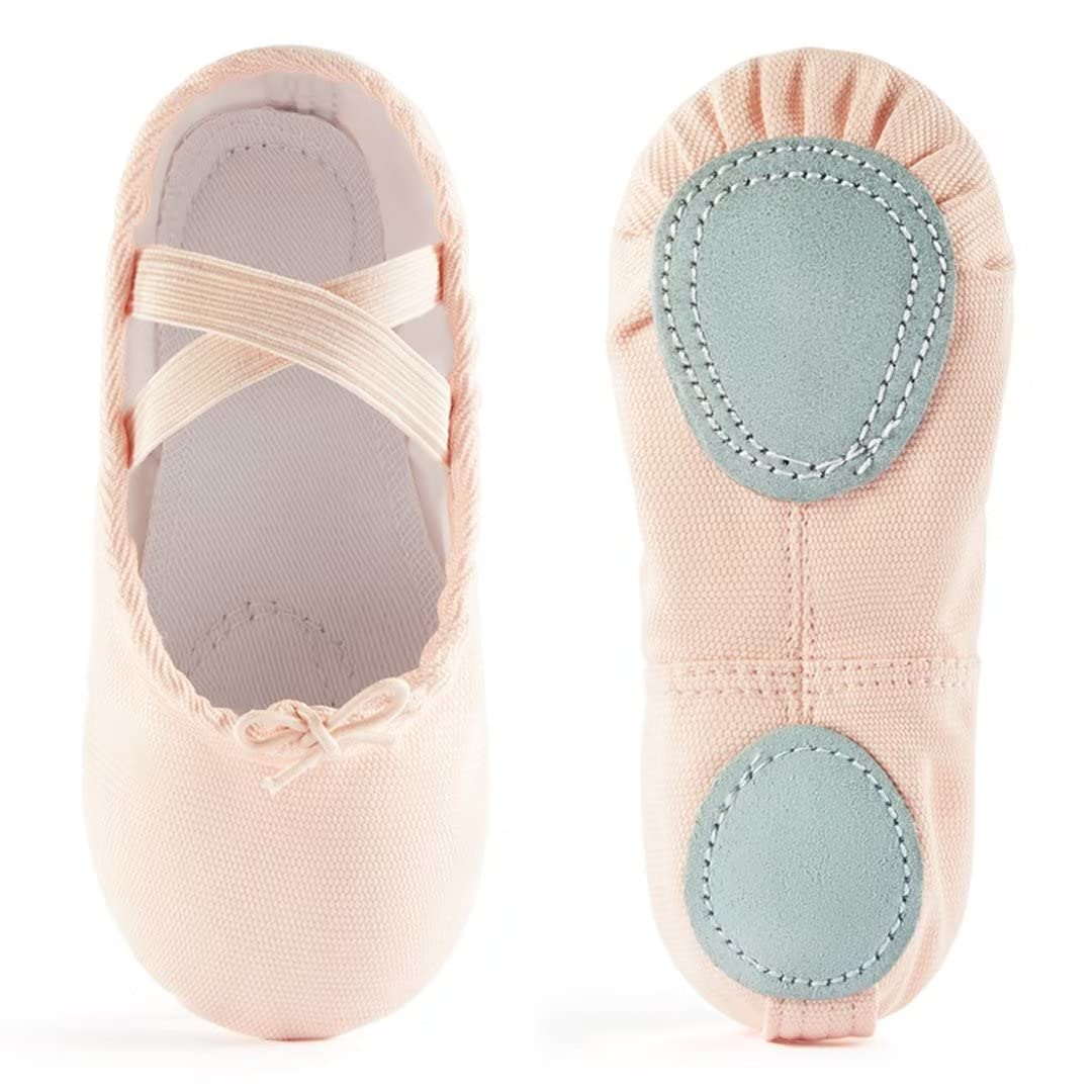 Girls Canvas Ballet Shoes - Soft Leather Split Sole Dance Slippers for Toddler, Little Kid & Big Kid | Perfect for Ballet Class, Dance Practice & Recitals