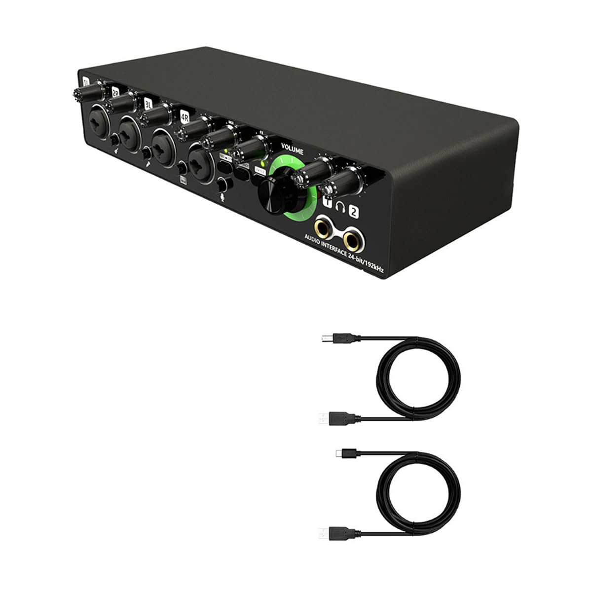 Komdndht -MD44 Professional USB Microphone Sound Card with 24Bit 192KHz Audio Interface, 4-Channel Recording for Podcast, Music, Instruments - Easy Plug & Play Setup for Home Studio & Live Streaming