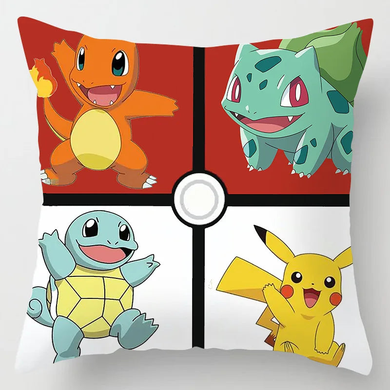 Pokemon Pillow & Cushion Covers - Soft Anime Character Bedding Decor for Kids Room, Gaming Chair, Sofa & Car Accessories