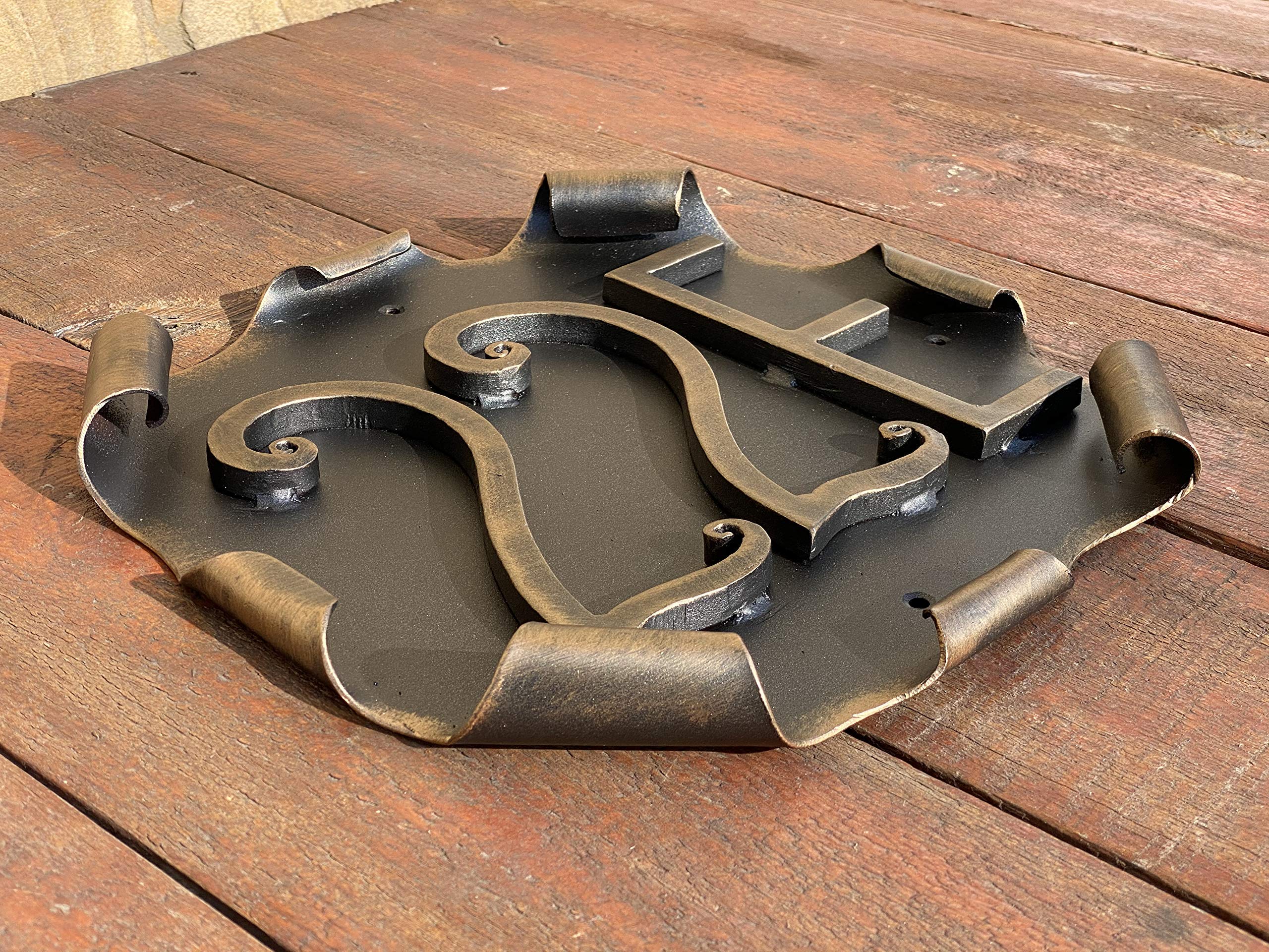 Hand-Forged House Number Plaque - Custom Metal Address Sign for Home & Garden - Perfect for Curb Appeal, Mailbox, or Front Door Decoration