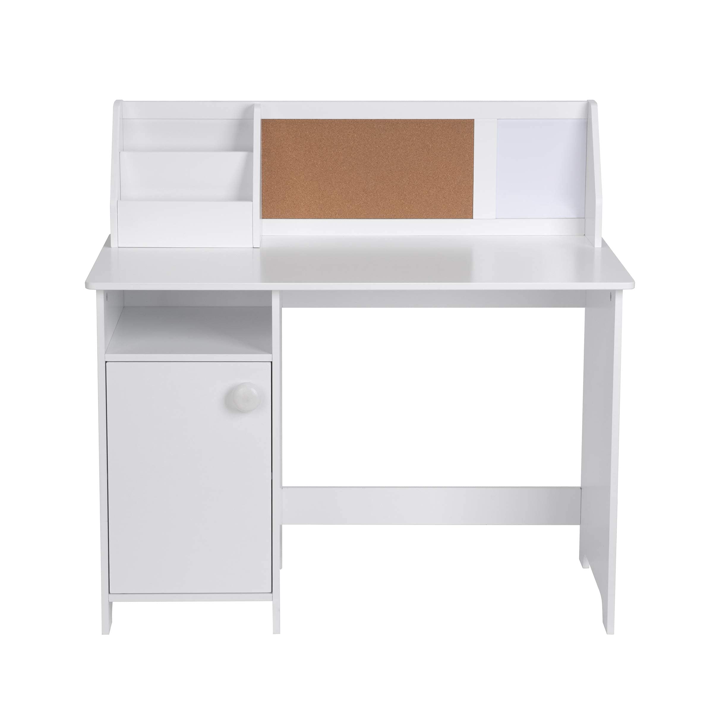UTEX Kids Study Desk with Storage - Wooden Children's School Desk with Hutch & Cabinet for Ages 3-8 - White Study Table for Boys & Girls - Perfect for Homework, Online Learning & Small Space Bedrooms