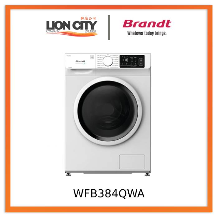Brandt WFB384QWA 8kg Front Load Washing Machine - Energy Efficient, Quiet Operation for Apartments & Small Homes | Perfect for Laundry Rooms & Compact Spaces