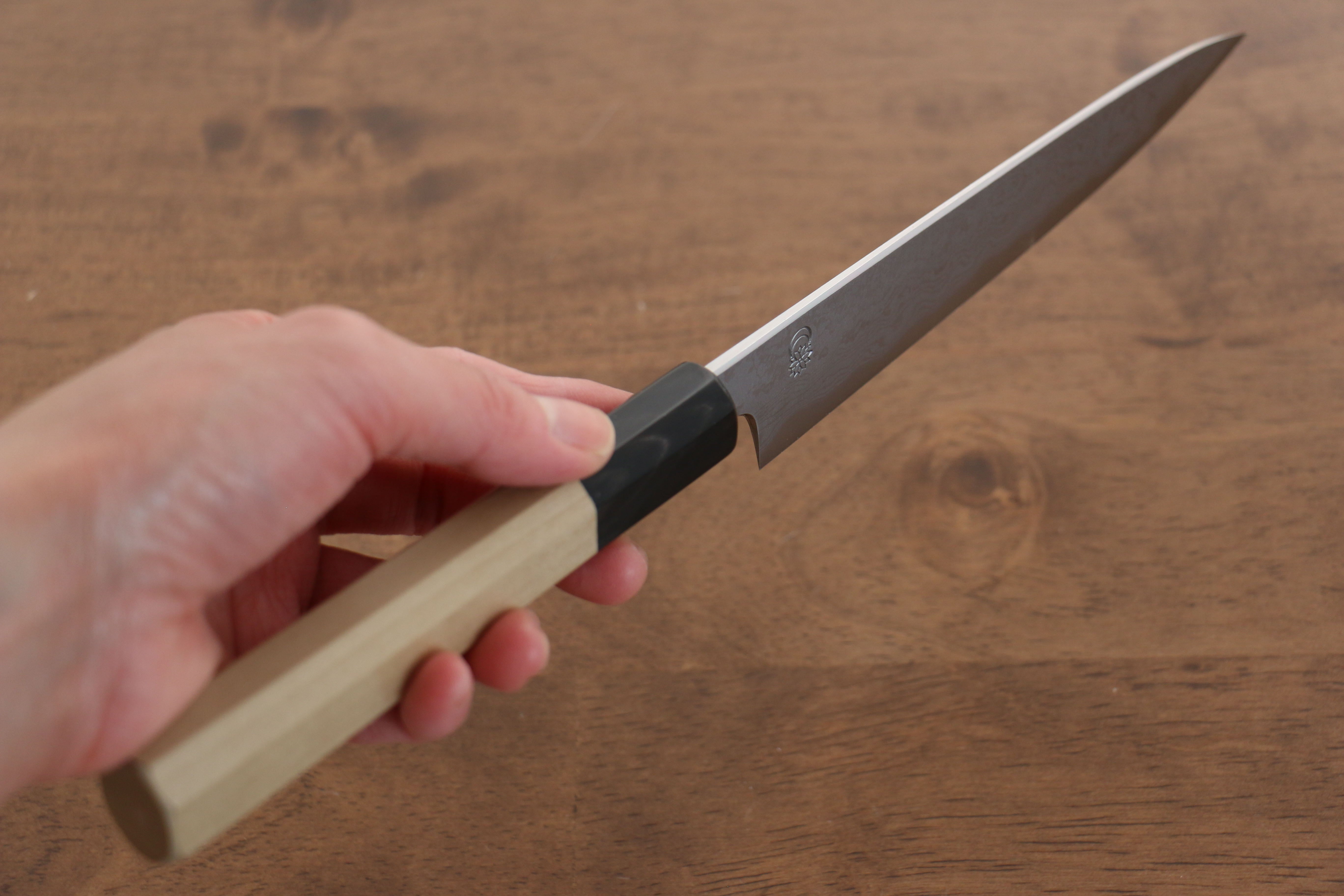 Premium Kikuzuki Blue Steel No.1 Damascus Petty Knife 150mm - Japanese Kitchen Utility Knife with Magnolia Wood Handle - Perfect for Slicing, Dicing & Precision Cutting in Professional & Home Kitchens