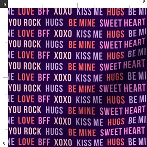 Micro Scale Typography Dark Purple Cute Love Trendy Valentine's Printed Minky Fabric by The Yard - Soft Plush Material for Sewing Baby Blankets, Quilt Backing & DIY Projects - Perfect for Nursery Decor, Gift Making & Home Crafts