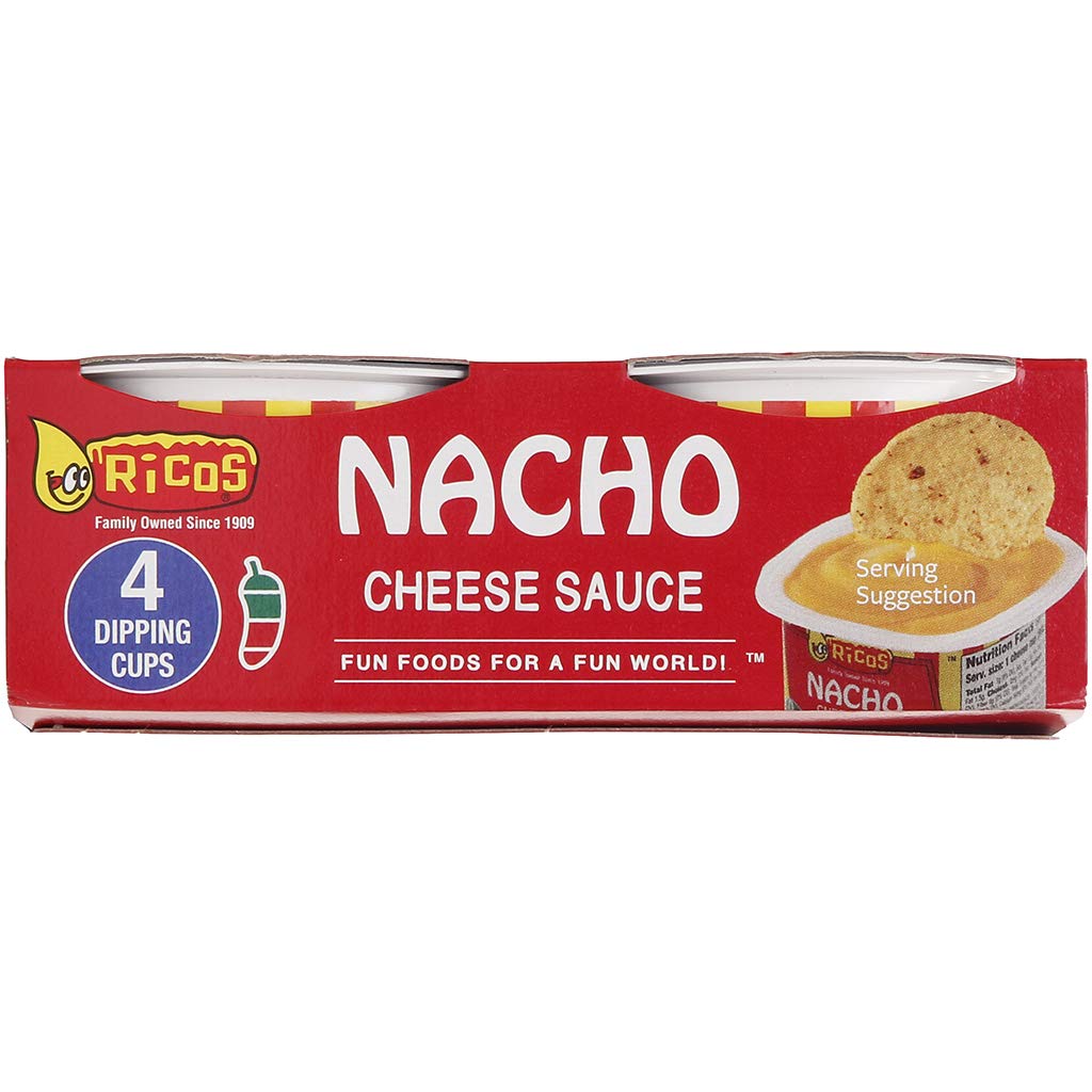 Ricos Nacho Cheese Sauce Portion Cups - 4-Pack (3.5oz Each) - Bulk Case of 12 Packs - Perfect for Movie Nights, Parties & Concession Stands