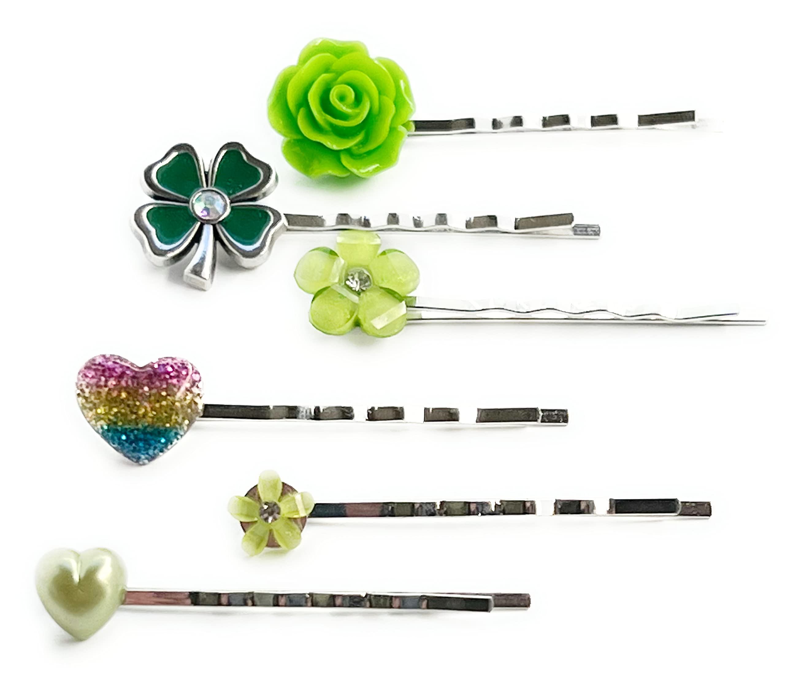 St. Patrick's Day Hair Accessories for Women - Shamrock Clover Hair Pin, Rainbow Hair Clip & Green Flower Hair Piece - Perfect for Irish Festivals, Parades & Themed Parties