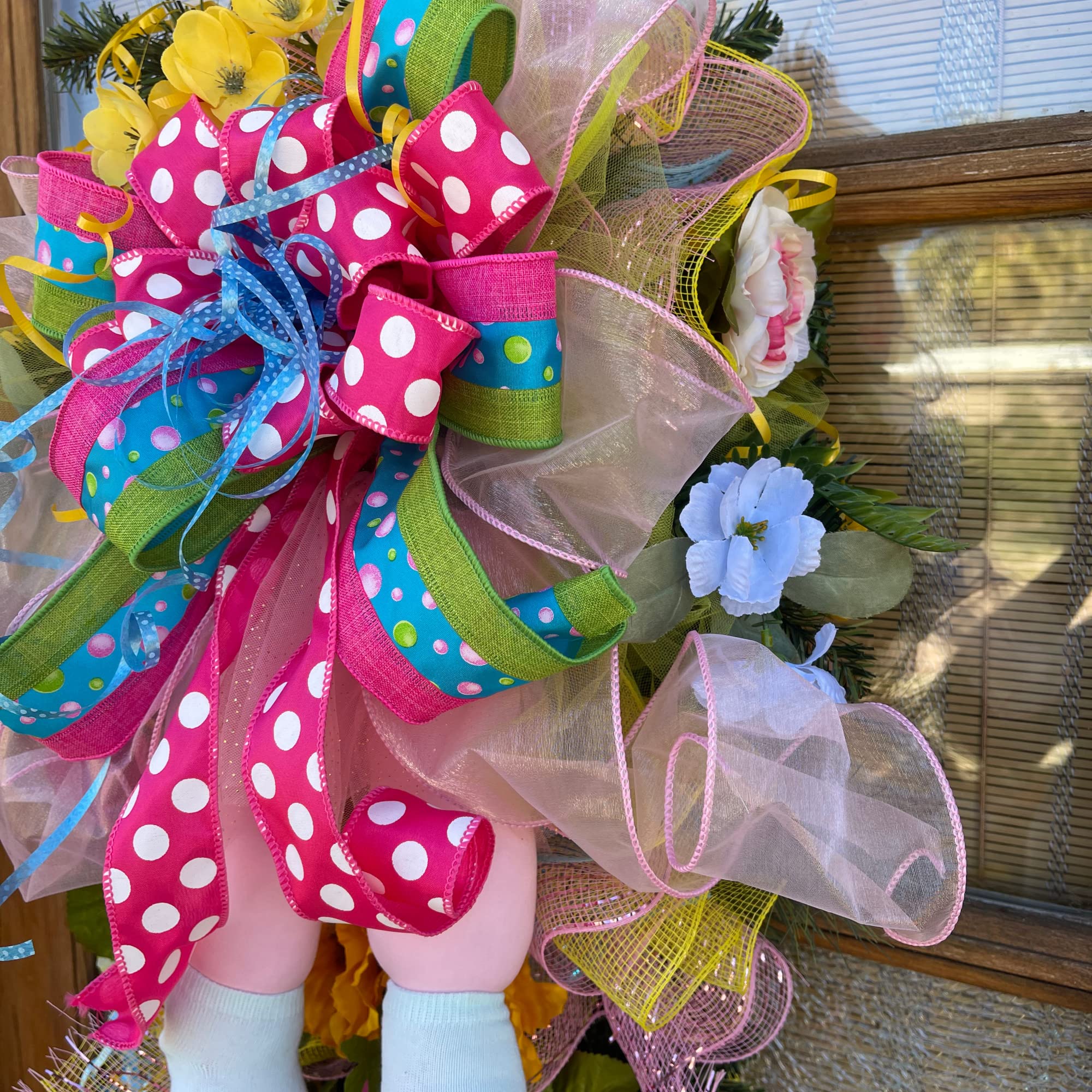 Spring 2022 Floral Tear Drop Swag Wreath - Elegant Home Door Decor for Easter, Wedding & Seasonal Celebrations