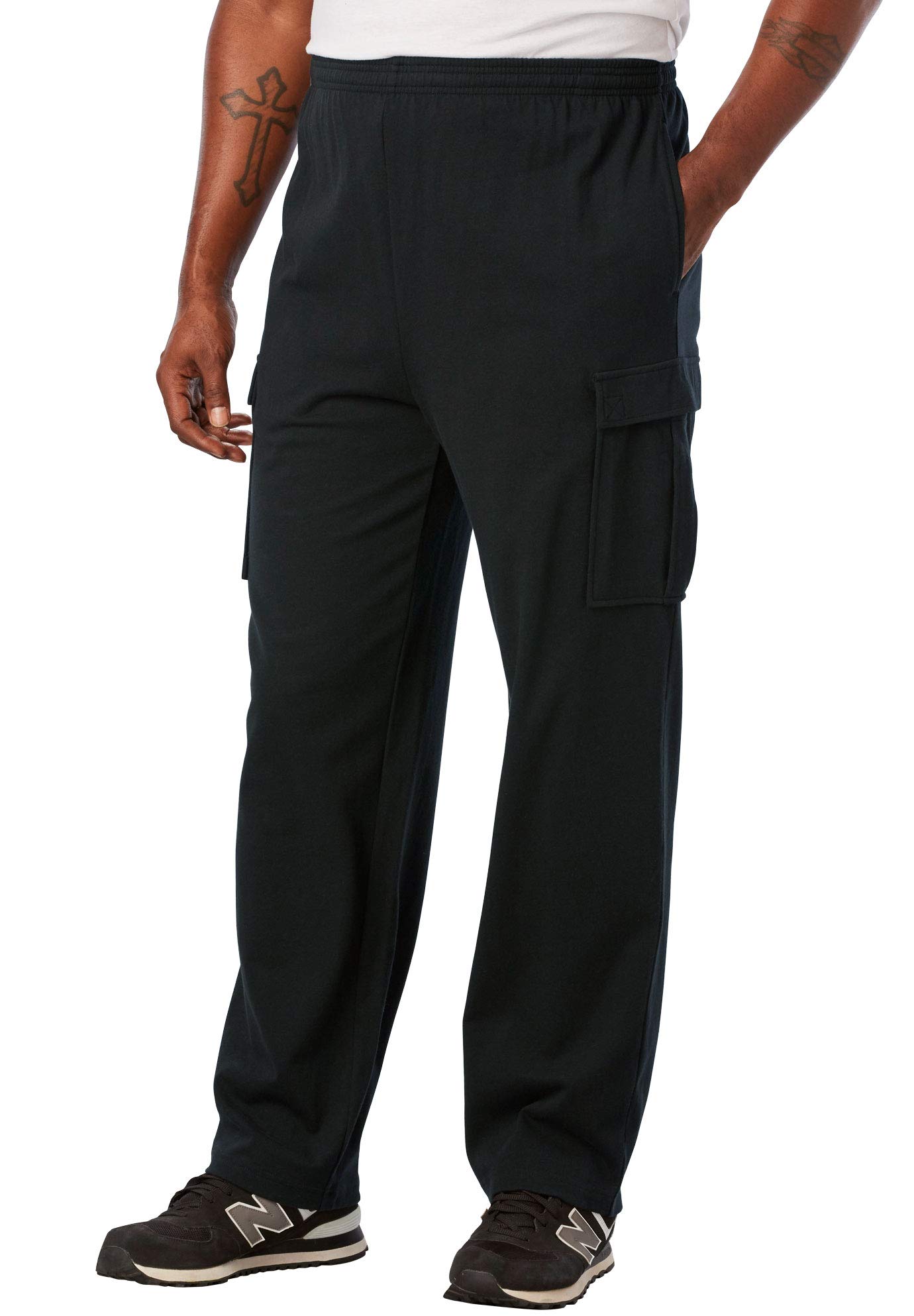 KingSize Men's Big & Tall Lightweight Jersey Cargo Sweatpants - Comfortable Lounge Pants for Casual Wear, Workout & Home Relaxation