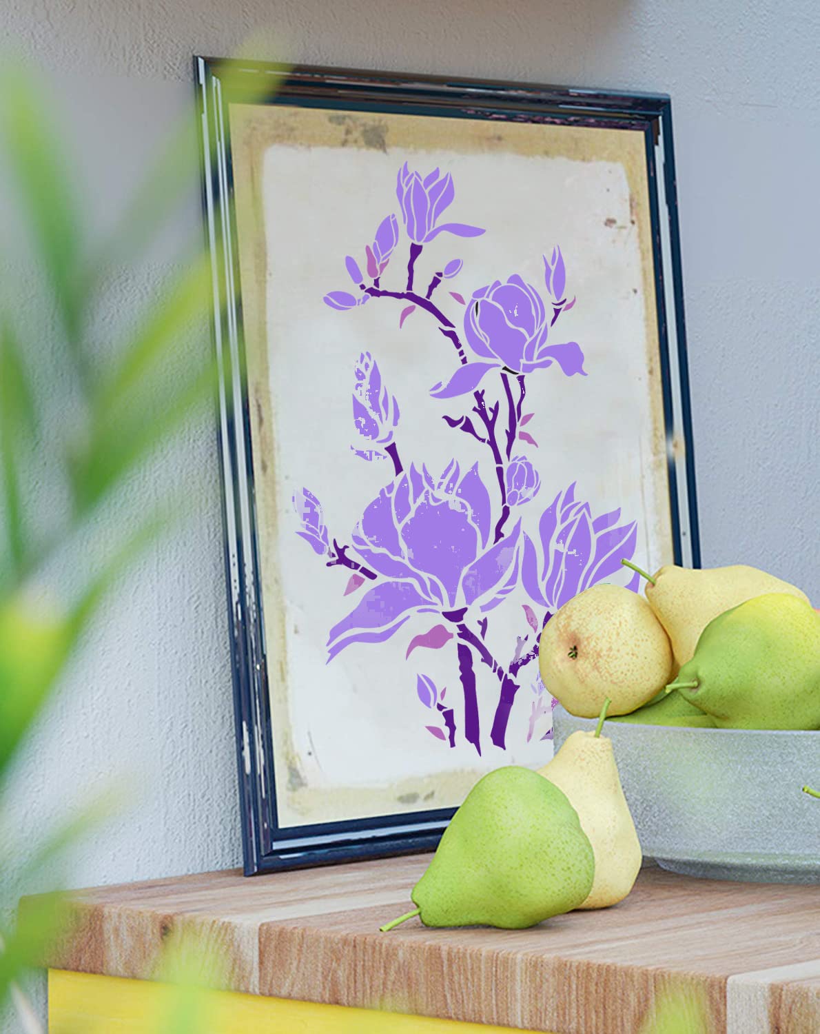 GSS Designs Large Magnolia Flower Stencils 12x16 Inch - Reusable Painting Templates for Wood, Canvas, Paper, Fabric, Wall & Tile - Perfect for DIY Home Decor, Wall Art, and Craft Projects