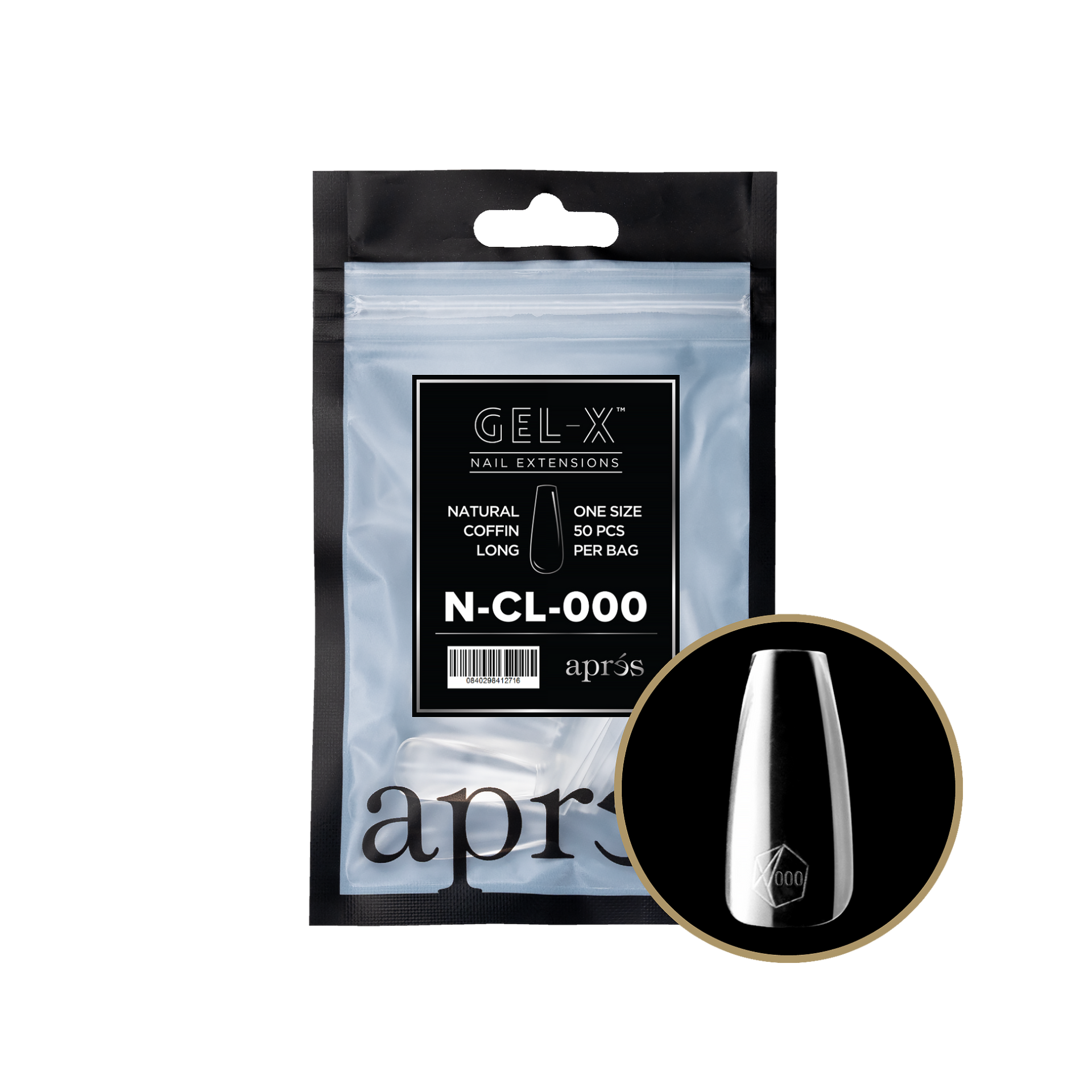 Apres Gel X Natural Coffin Long Refill Tips 2.0 - Size #000 & #9 - Professional Nail Extension Kit for Salon & Home Manicure