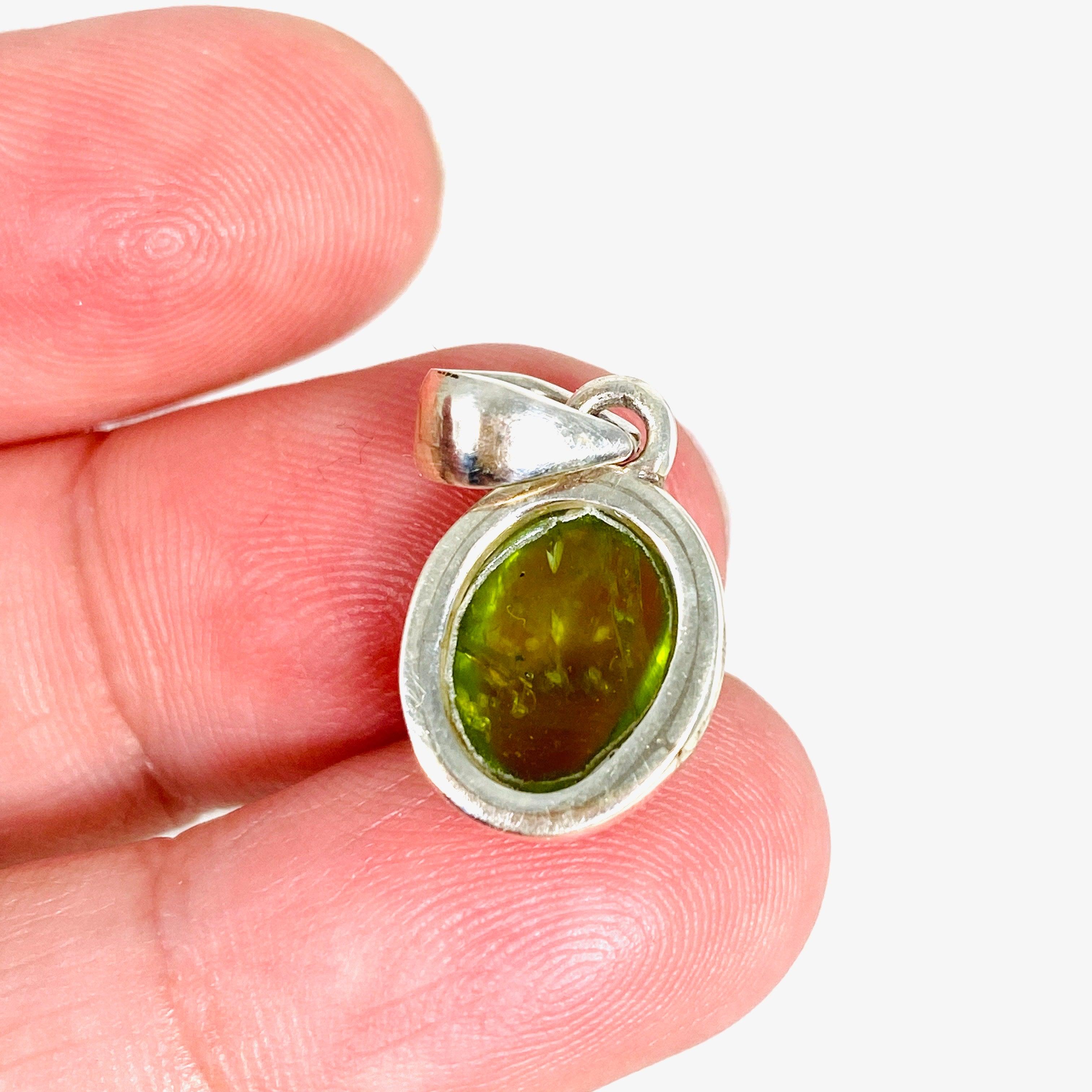 Natural Peridot Oval Cabochon Pendant - Dainty Green Gemstone Jewelry for Women - Perfect for Everyday Wear & Gift Giving
