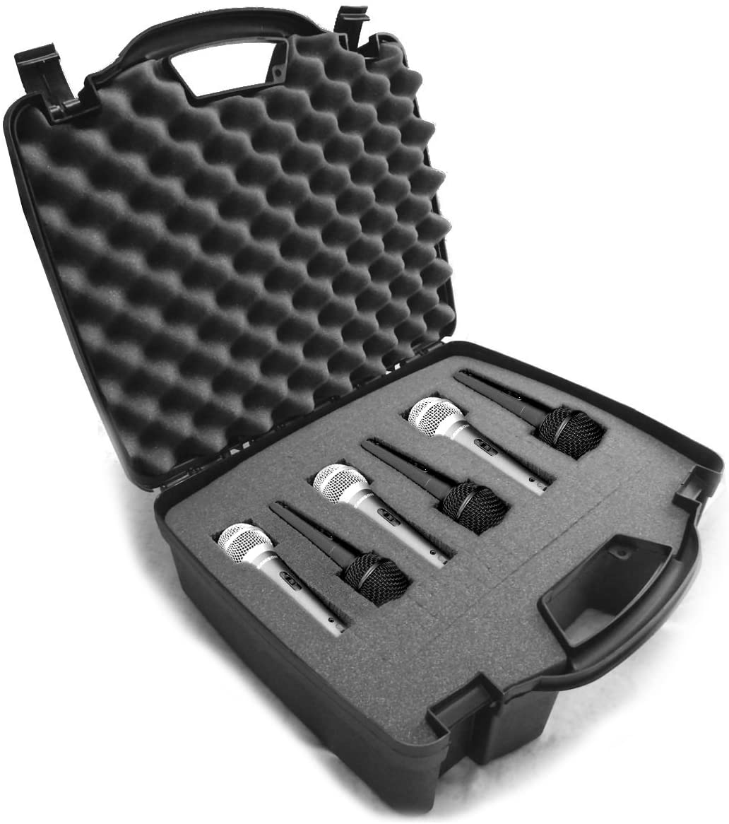 CASEMATIX Cardioid Dynamic Microphone Hard Case with Customizable Foam - Fits Shure SM58, SM57, Beta 58A, PG48, PGA58 - Durable Protection for Studio, Live Performances & Travel