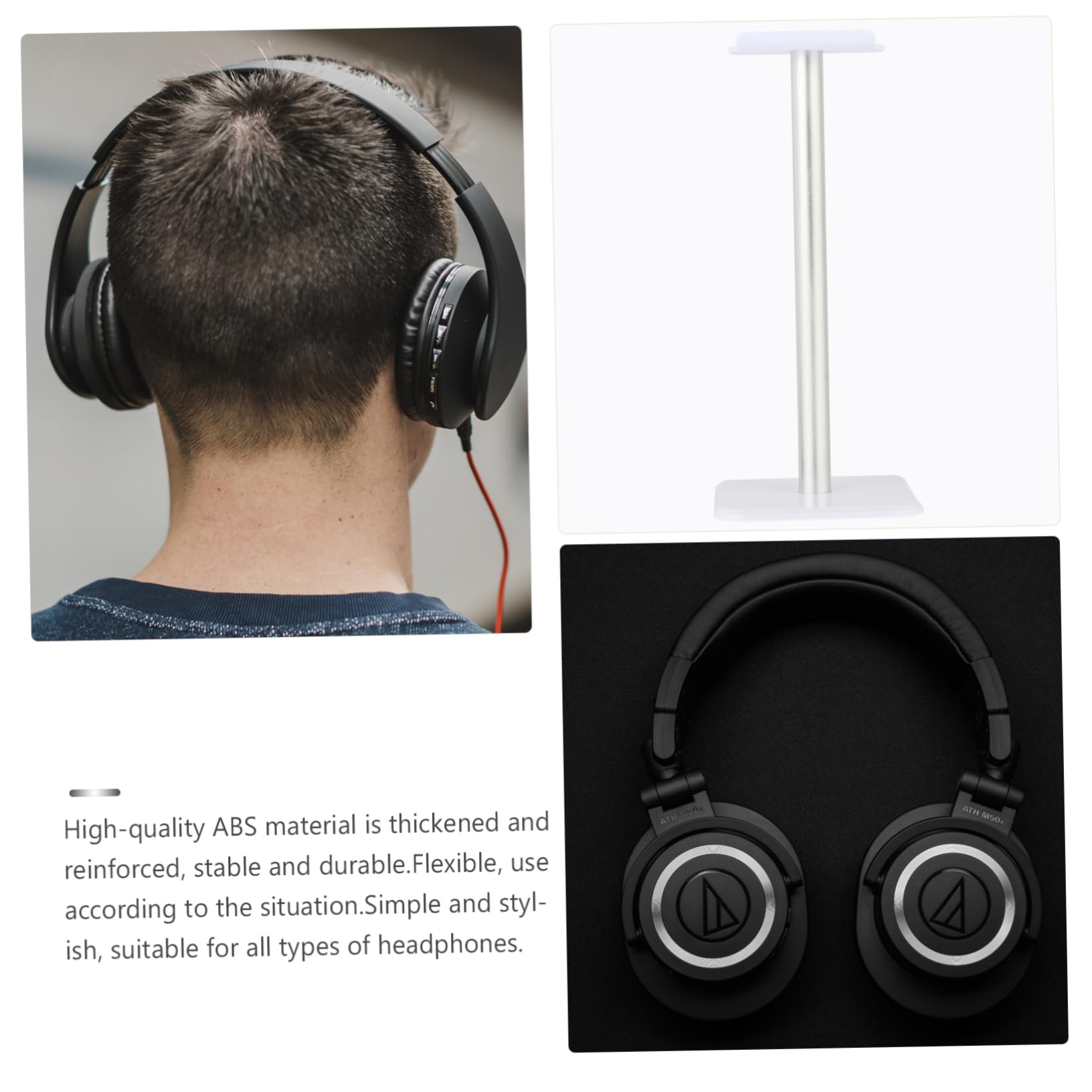 Homoyoyo Metal Headphone Stand Holder - Adjustable Tabletop Headset Rack for Desk, Office, Gaming Setup & Home Organization (1 Pack) - Perfect for Organizing Headphones, Headsets & Accessories on Workstation or Gaming Desk