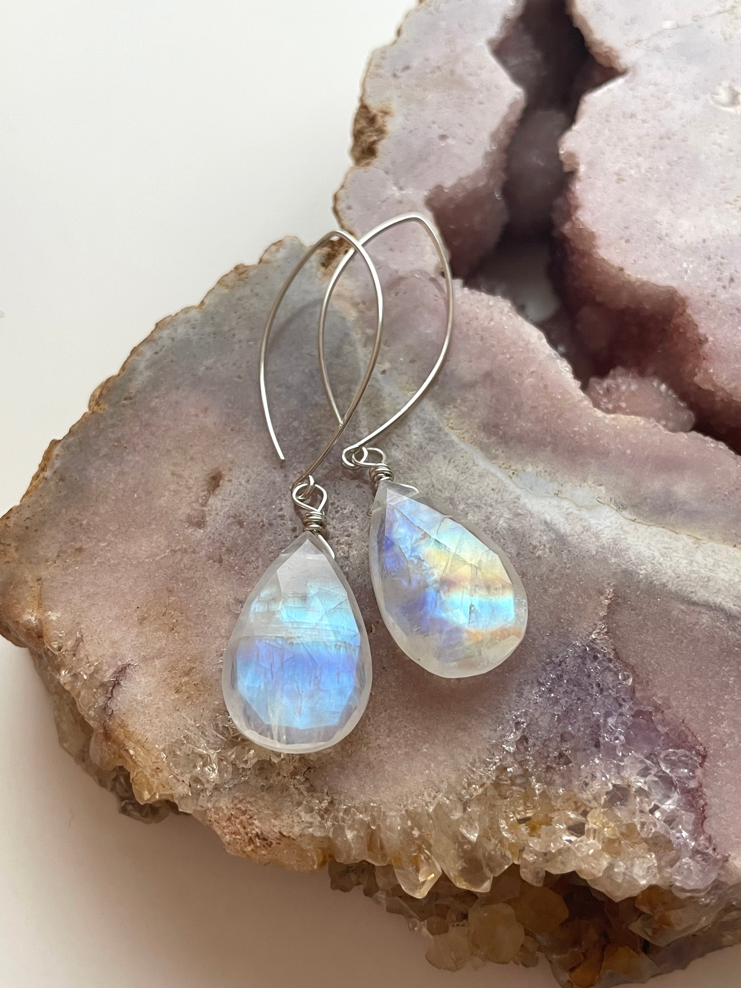 Moonstone Drop Earrings - 14K Gold June Birthstone Jewelry for Women | Perfect Gift for Birthday, Anniversary & Special Occasions