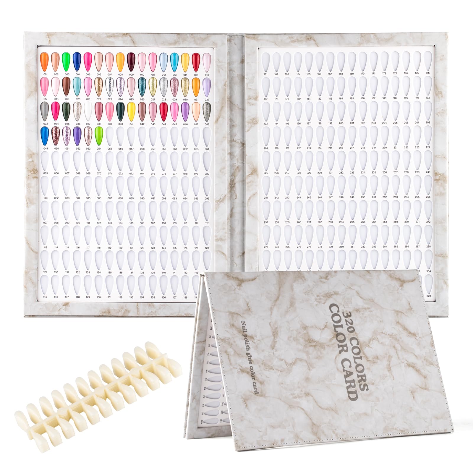 320 Gel Nail Polish Colors Swatch Book with 240 False Nail Tips - Professional Salon Nail Color Chart & Practice Cards for Nail Artists & DIY Manicures (Gray) | Perfect for Nail Salon Display, Home Manicure Practice & Nail Art Inspiration