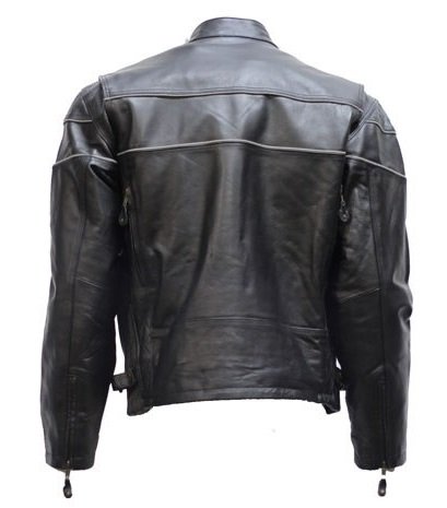 Men's Vented Reflective Piping Leather Motorcycle Jacket - Breathable Biker Jacket for Riding Safety - Perfect for Motorcycle Enthusiasts & Urban Commuters